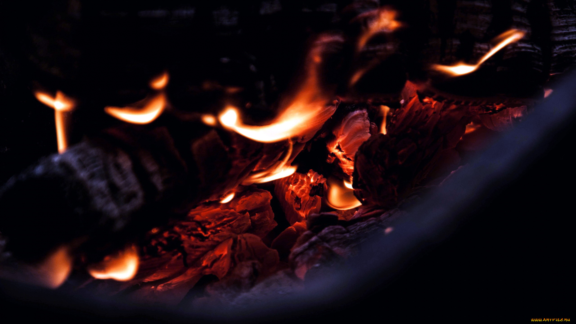 природа, огонь, пламя, поленья