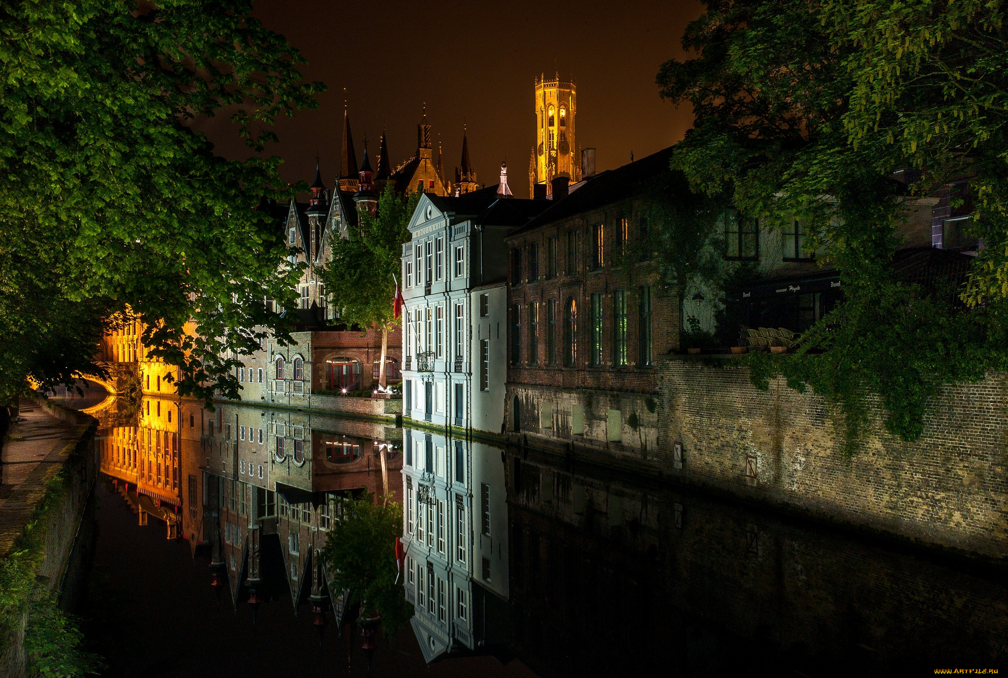 beautiful, bruges, города, брюгге, , бельгия, ночь, огни