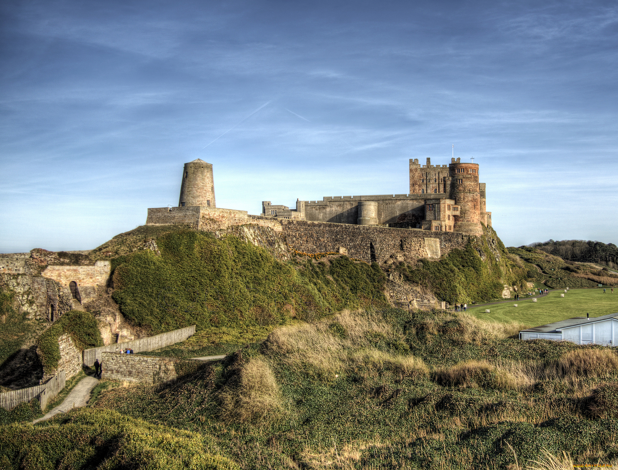 bamburgh, castle, , northumberland, города, замки, англии, замок