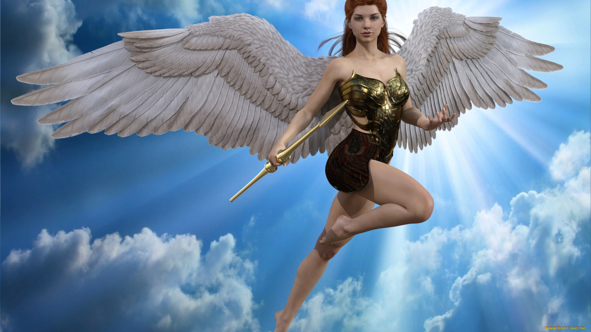 3д, графика, ангел, , angel, ангел, фон, взгляд, девушка