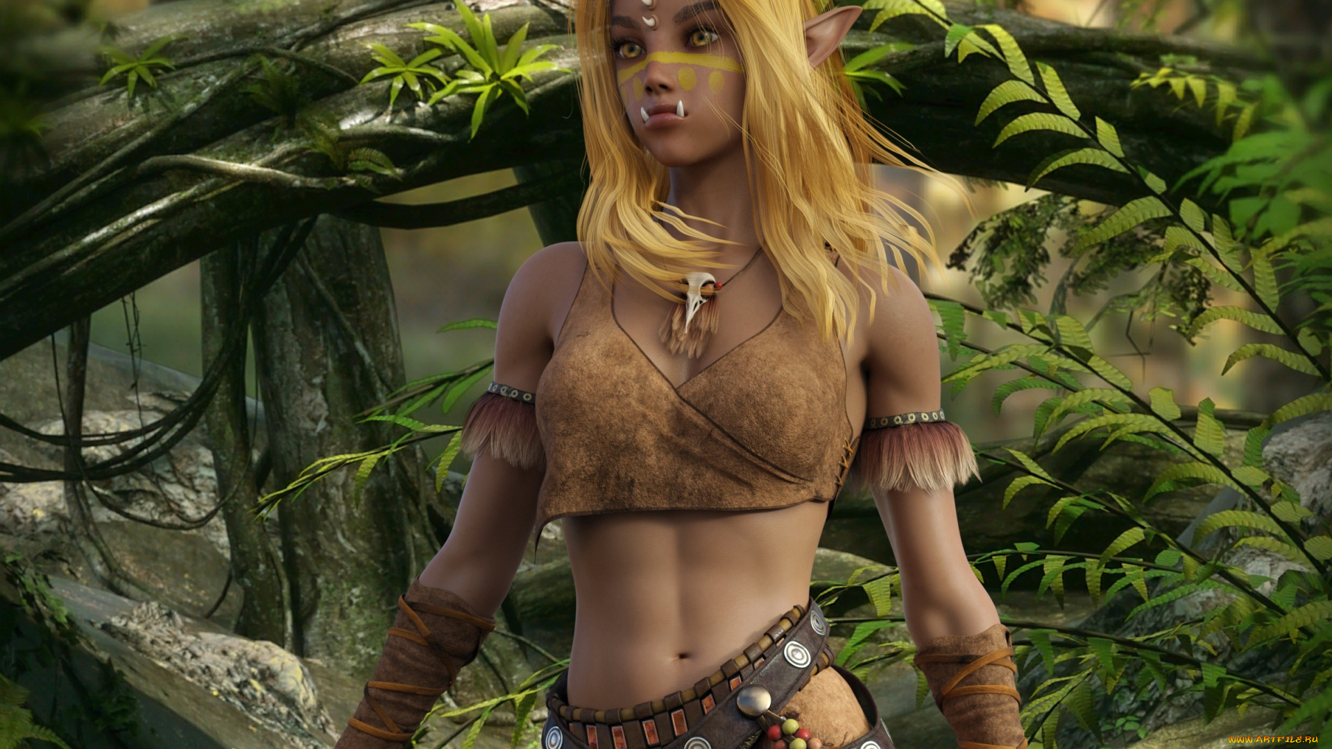 3д, графика, эльфы, , elves, фон, взгляд, эльфийка