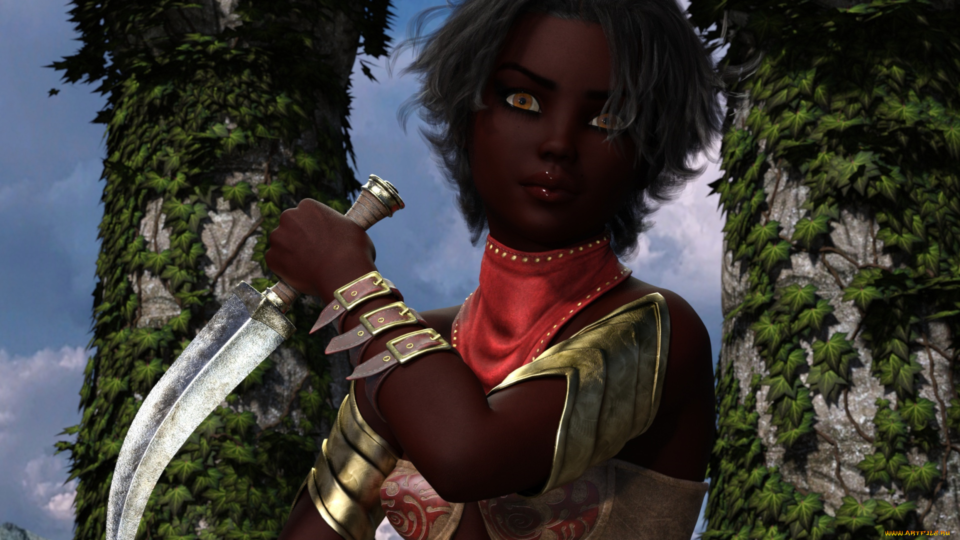 3д, графика, фантазия, , fantasy, девушка, взгляд, фон