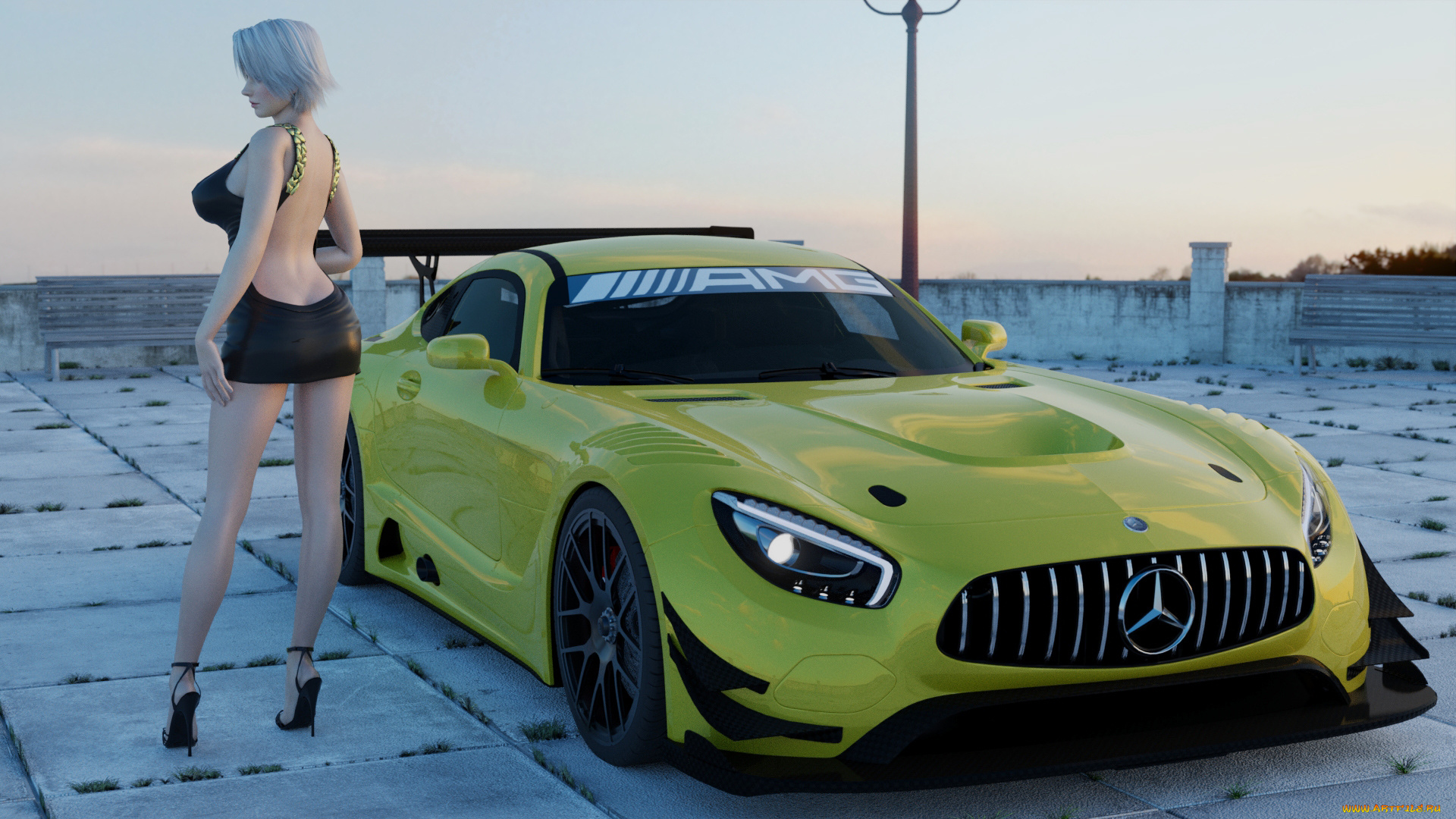 3д, графика, люди-авто, мото, , people-, car, , , moto, фон, взгляд, девушка