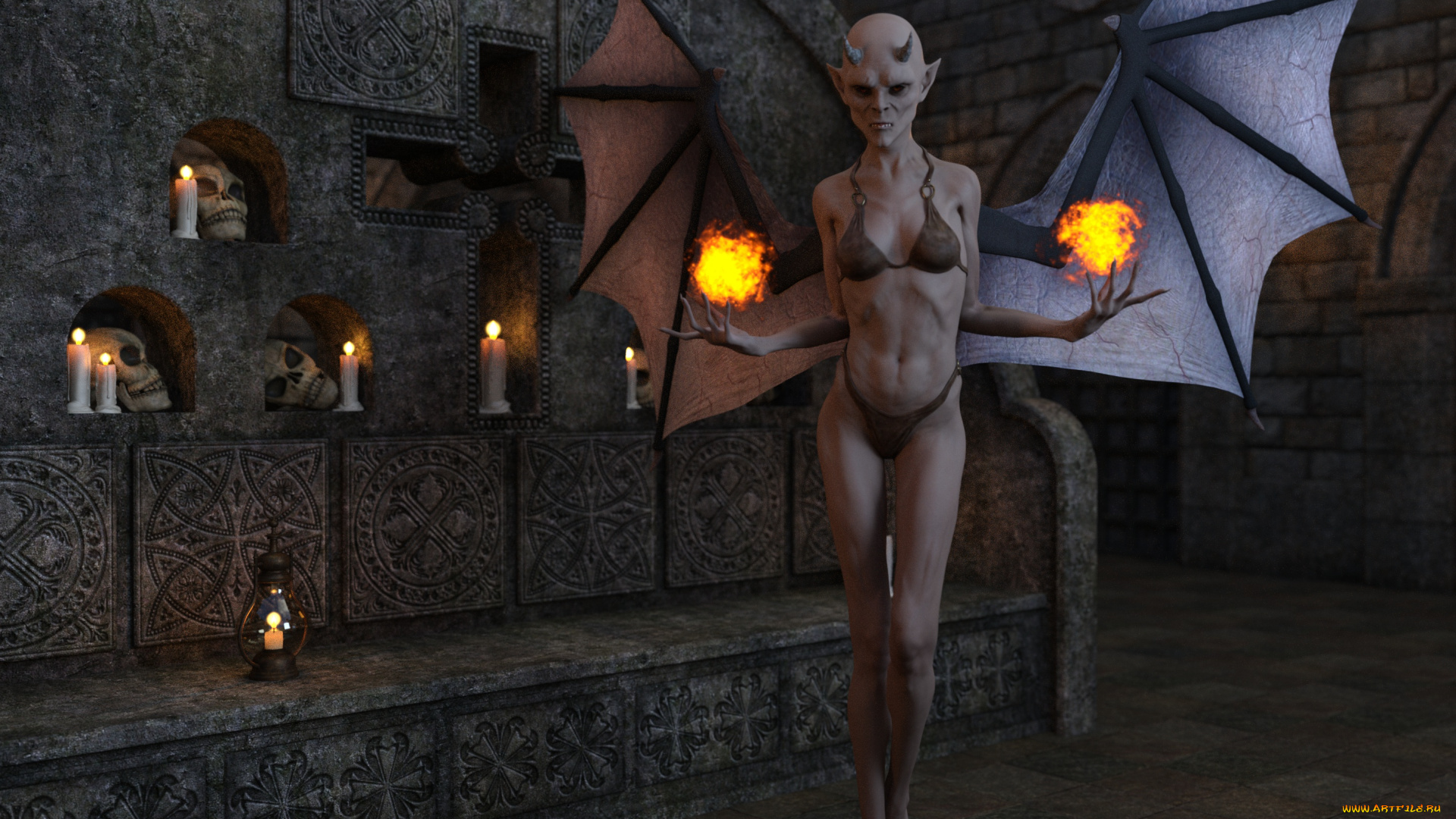 3д, графика, существа, , creatures, фон, взгляд, демон