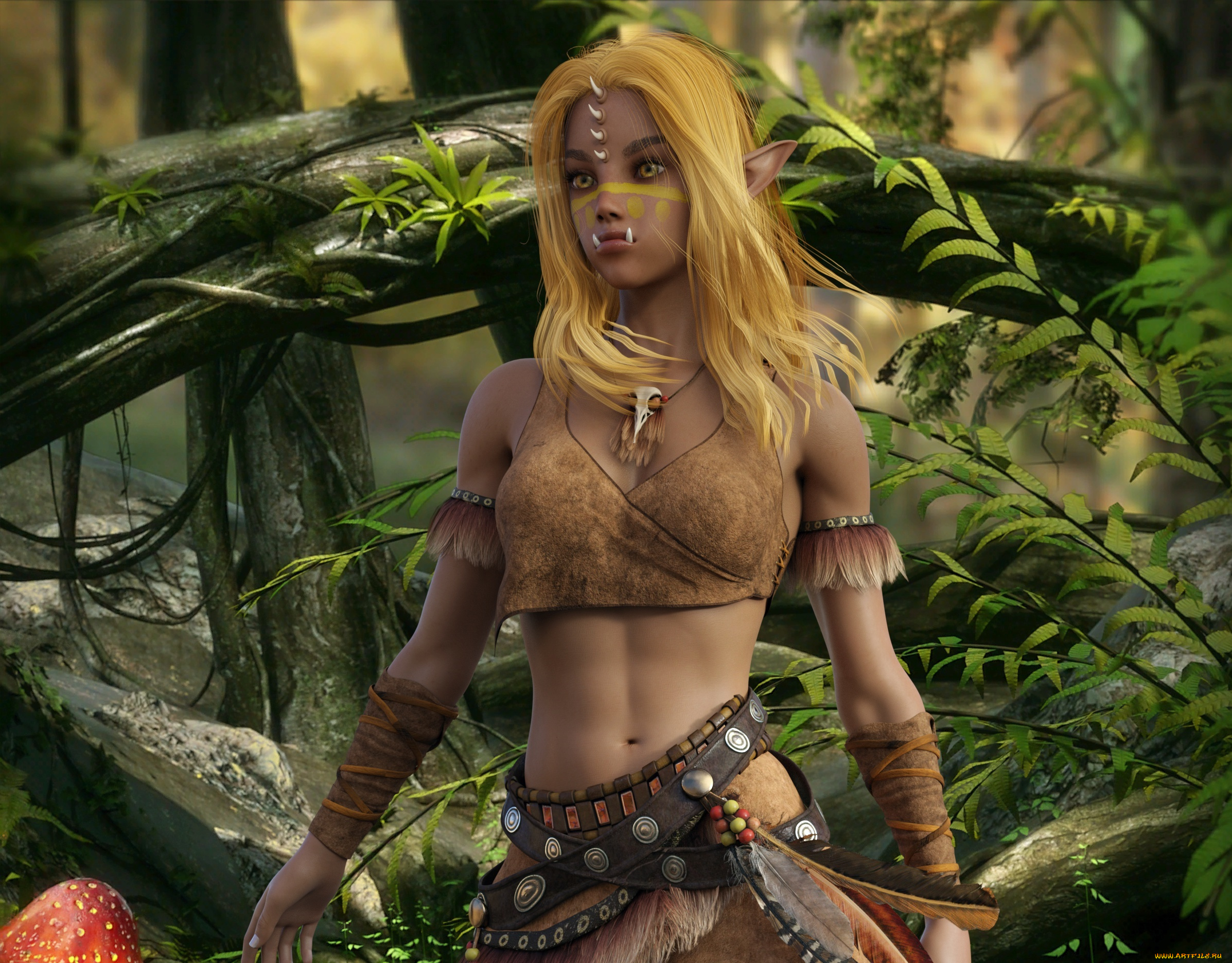 3д, графика, эльфы, , elves, фон, взгляд, эльфийка