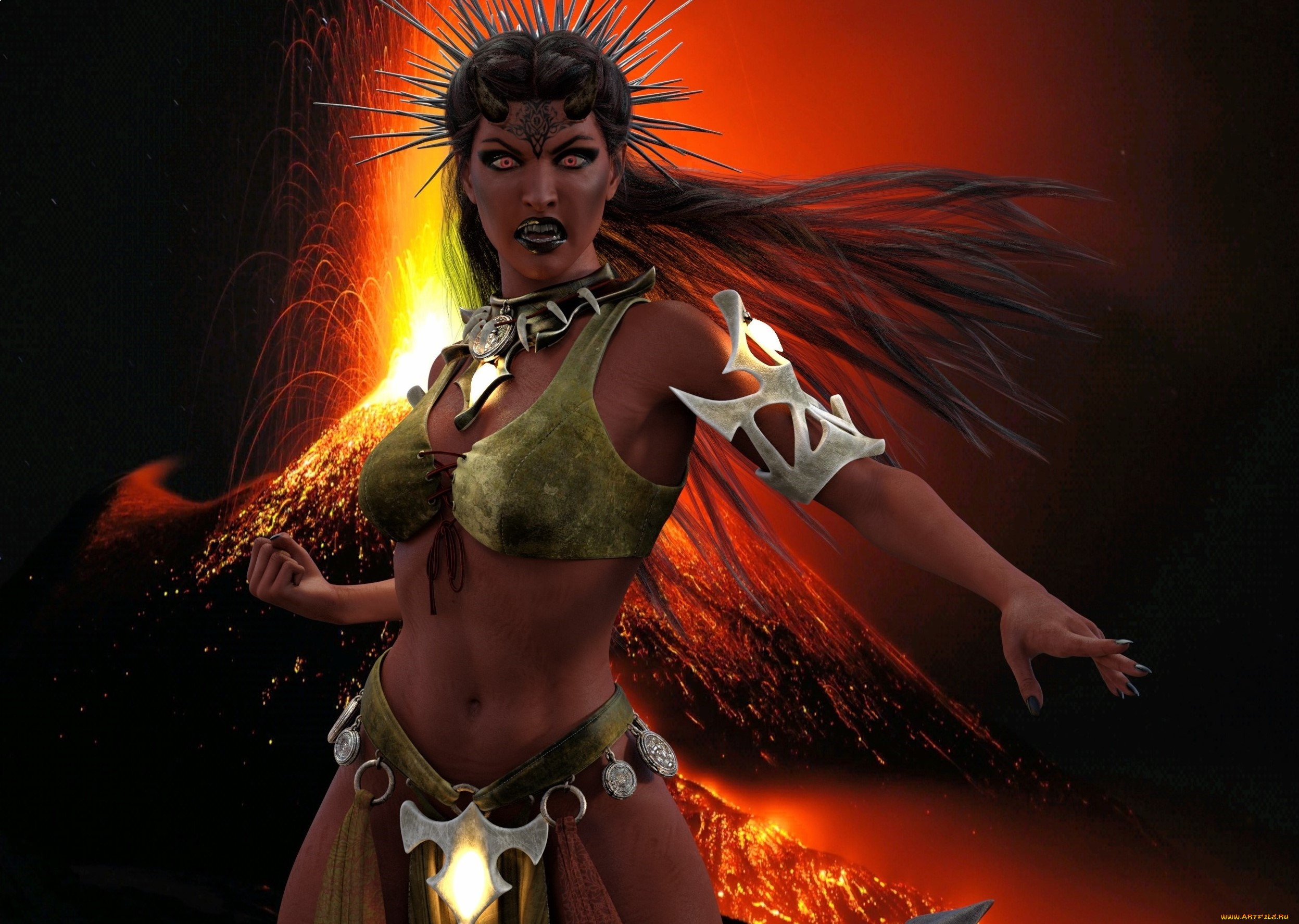 3д, графика, фантазия, , fantasy, фон, взгляд, девушка