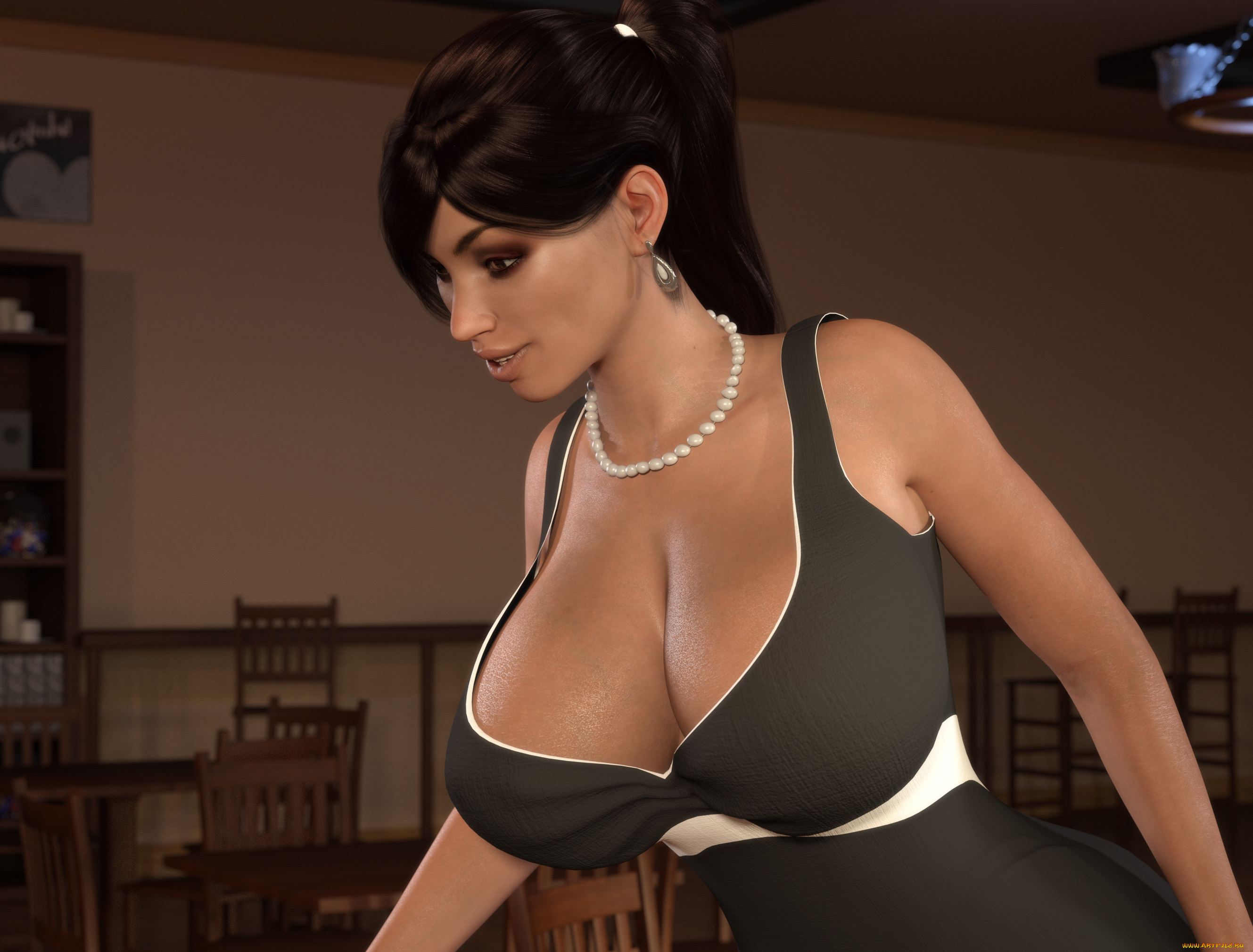 3д, графика, люди, , people, взгляд, девушка, грудь, фон