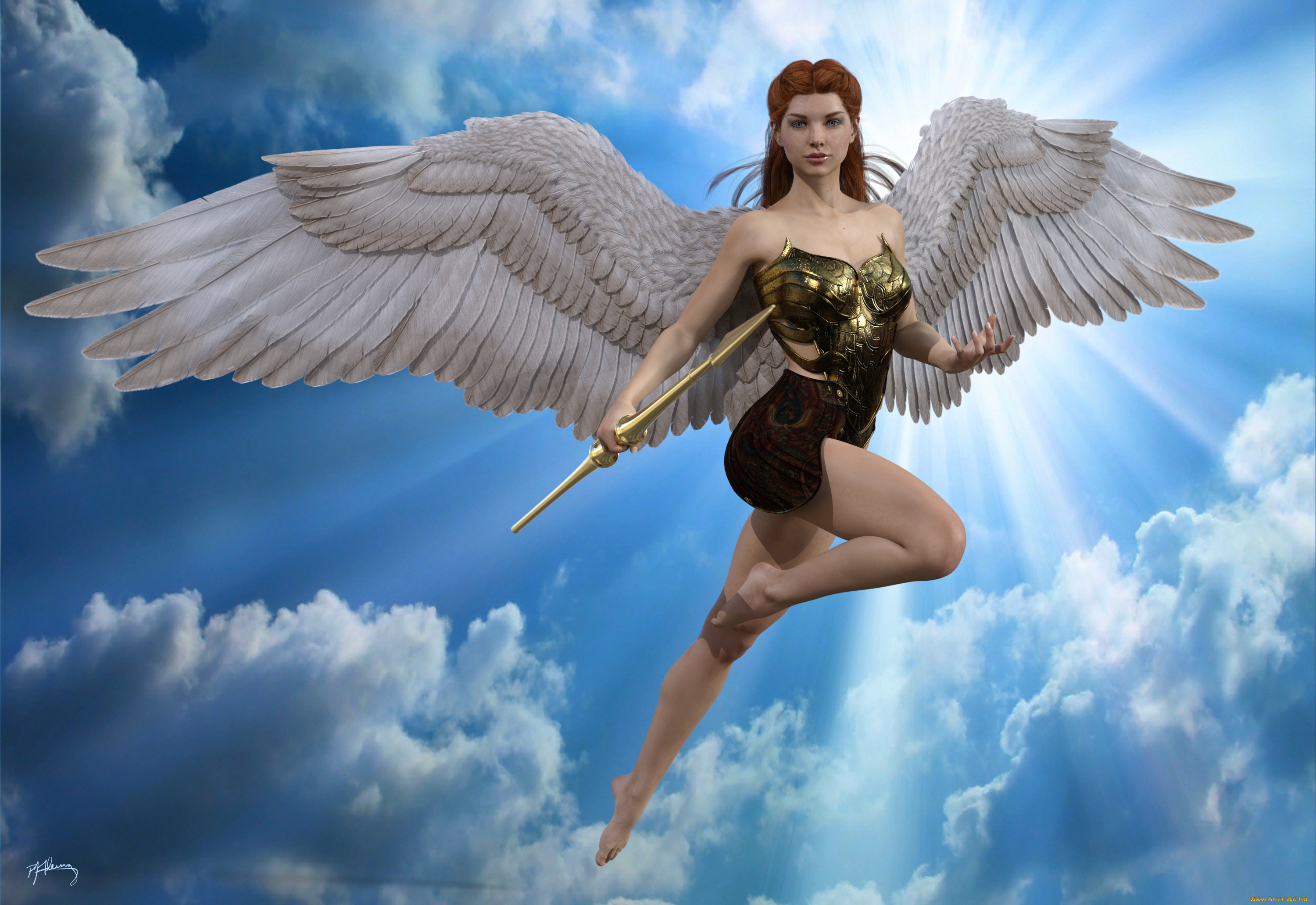 3д, графика, ангел, , angel, ангел, фон, взгляд, девушка