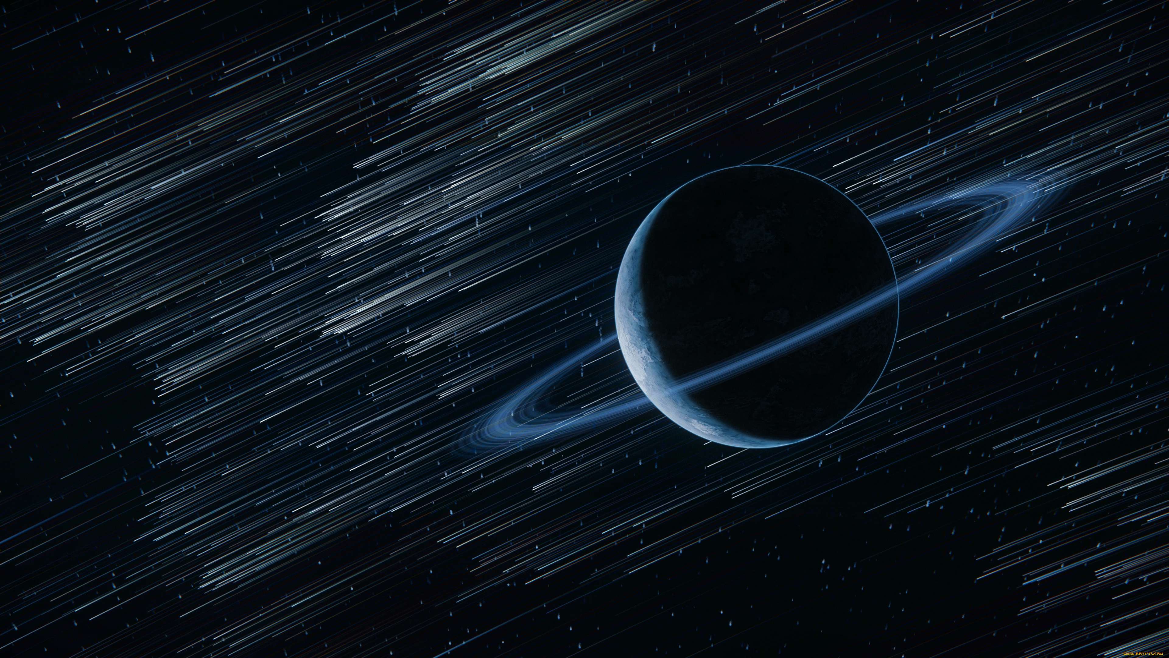 космос, арт, планета, кольцо, звезды