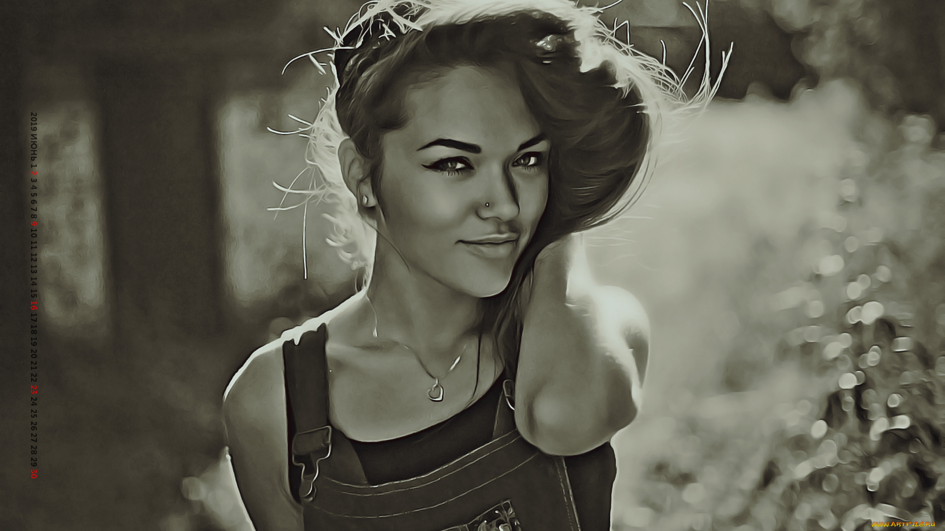 календари, компьютерный, дизайн, улыбка, девушка, лицо, взгляд