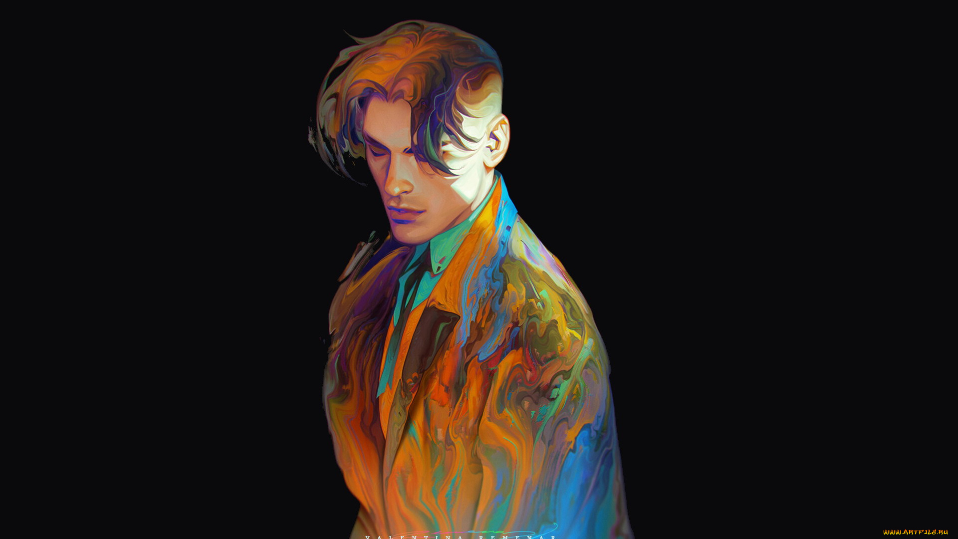 рисованное, valentina, remenar, парень, костюм, краски