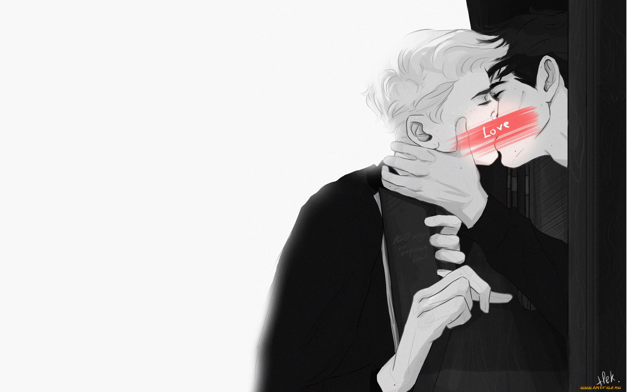 рисованное, кино, , мультфильмы, драко, малфой, гарри, поттер, поцелуй