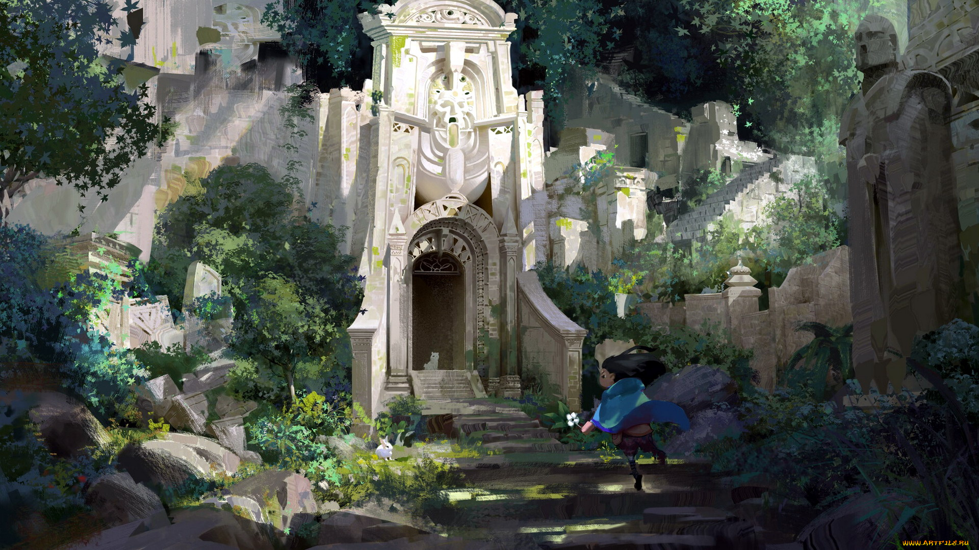 фэнтези, иные, миры, , иные, времена, девочка, город, стена, заросли