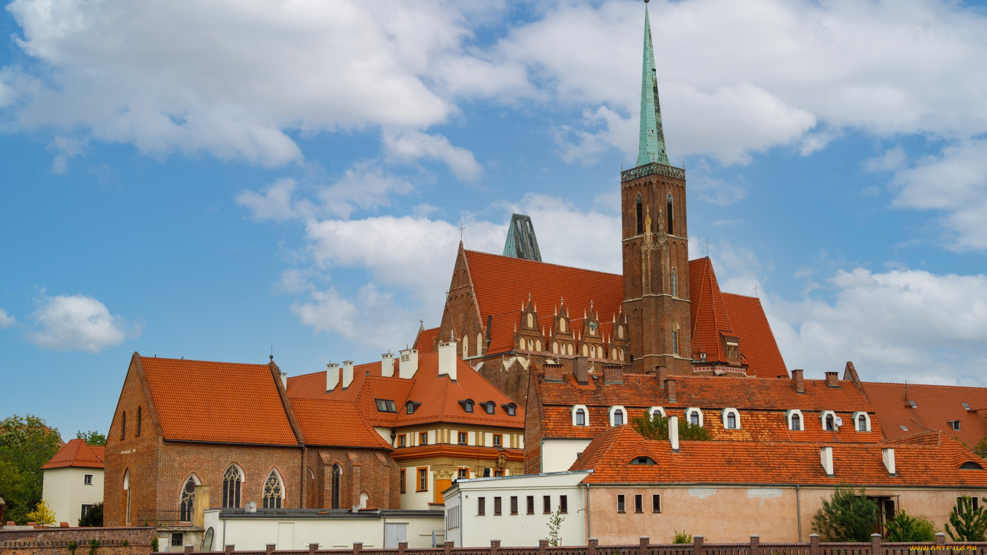 города, вроцлав, , польша, замок