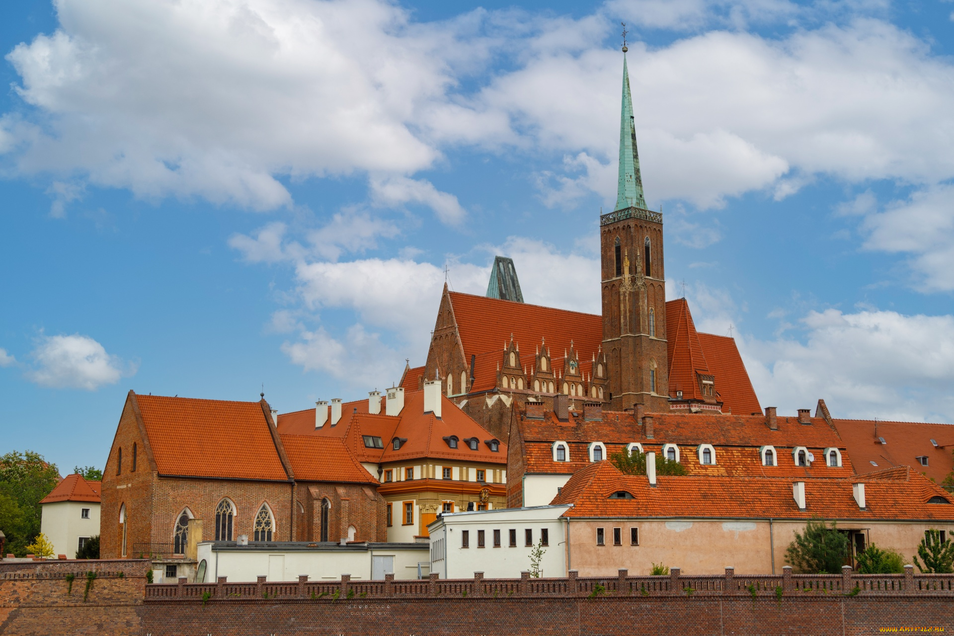 города, вроцлав, , польша, замок