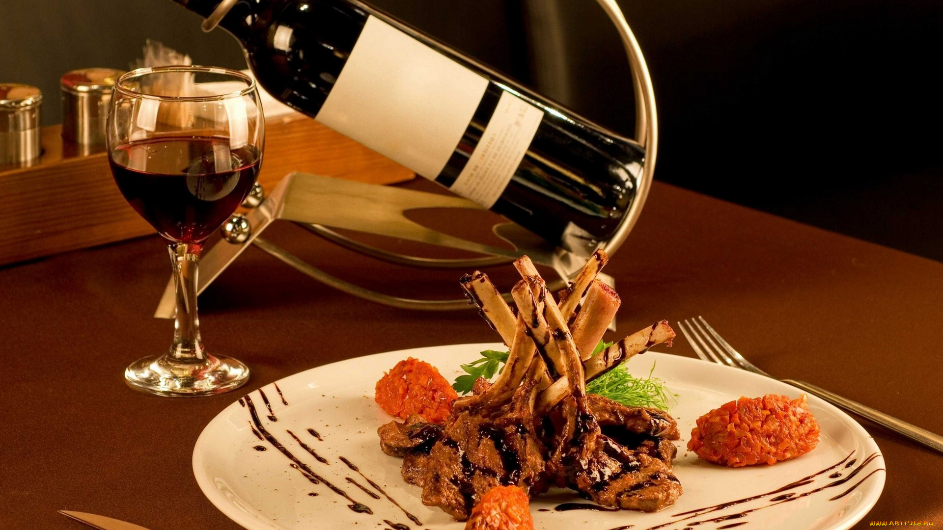 еда, мясные, блюда, ребрышки, соус, вино