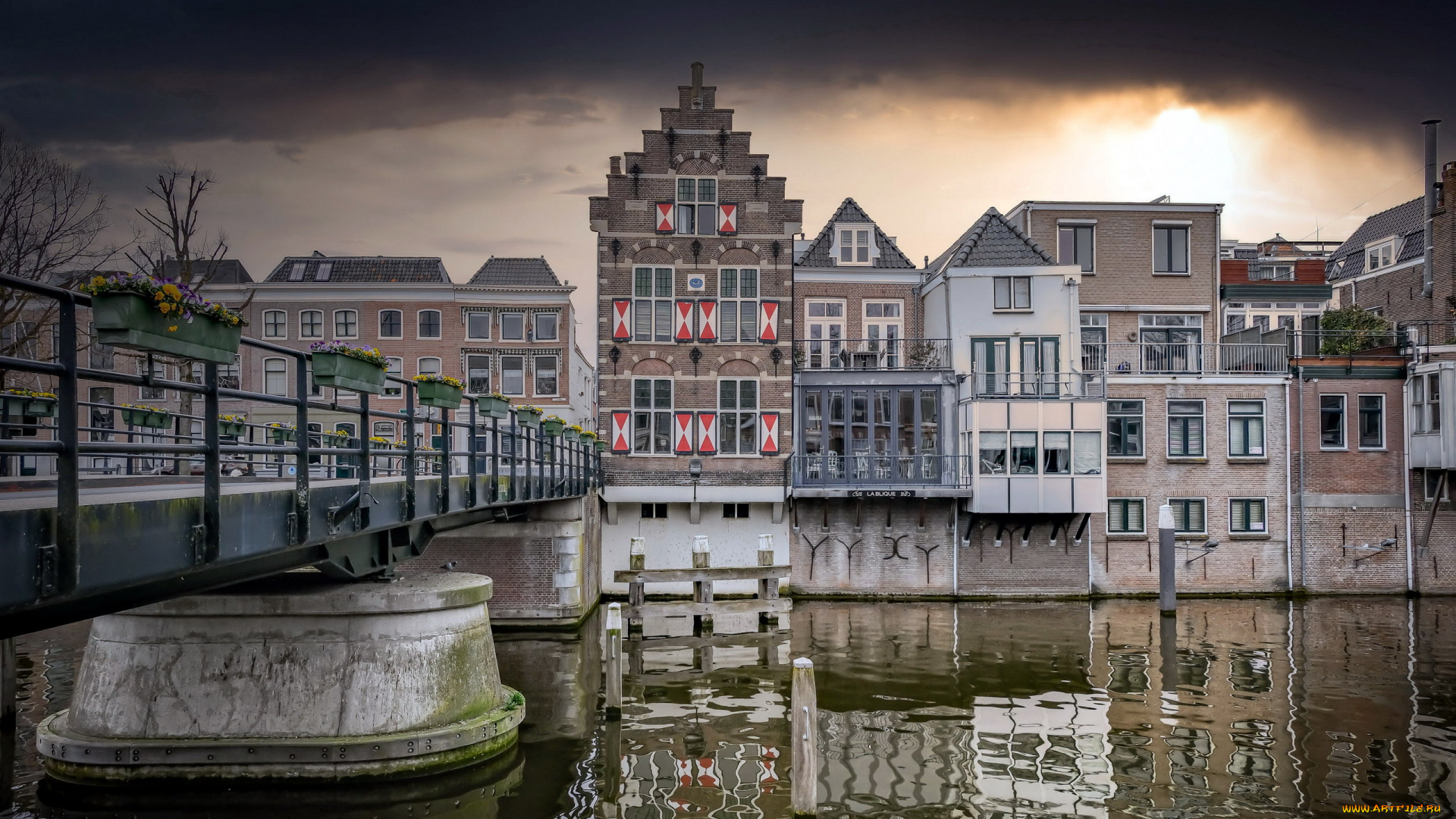 gorinchem, south, holland, netherlands, города, -, мосты, south, holland
