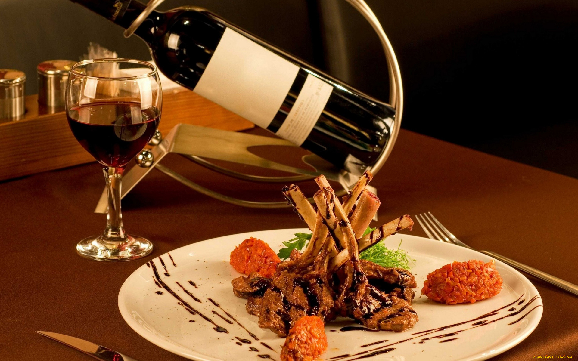 еда, мясные, блюда, ребрышки, соус, вино