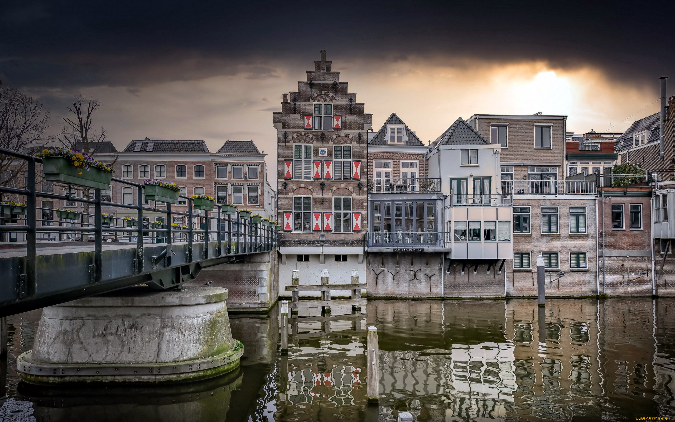 gorinchem, south, holland, netherlands, города, -, мосты, south, holland