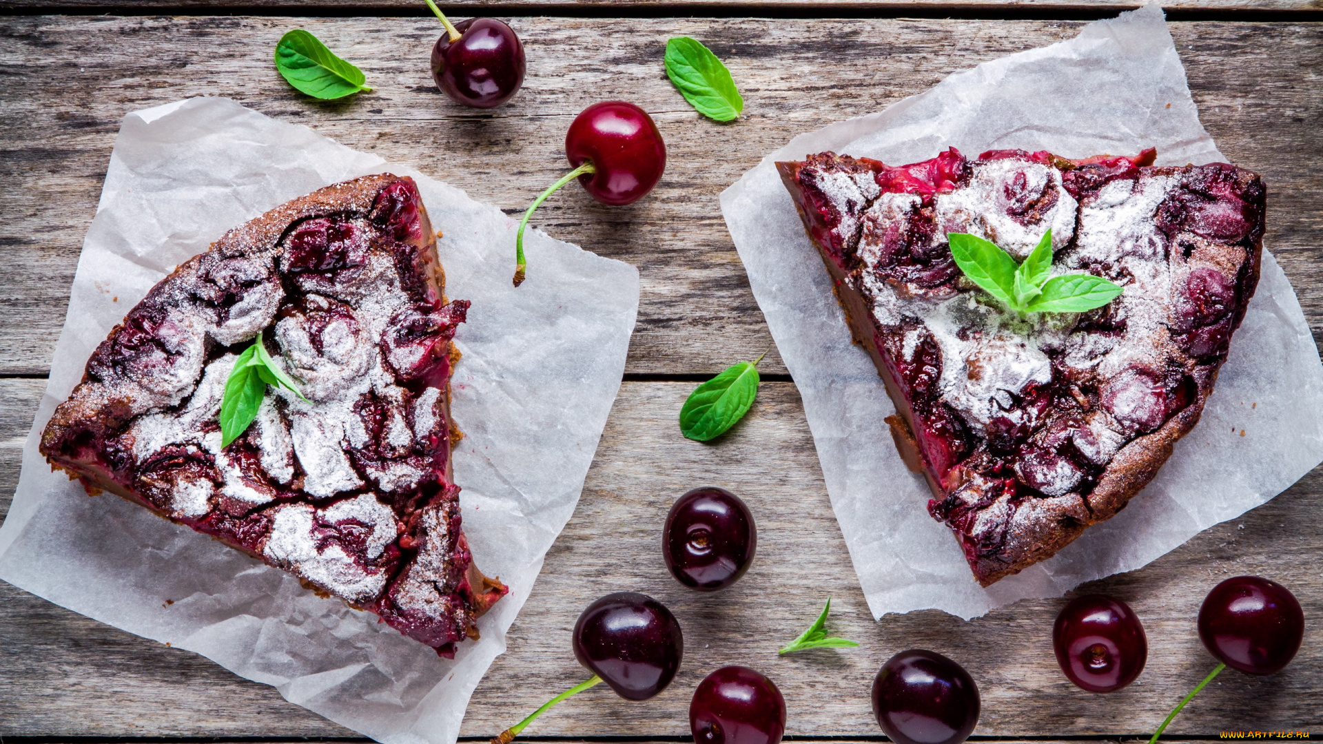 еда, пироги, ягоды, черешня, пирог, ягодный