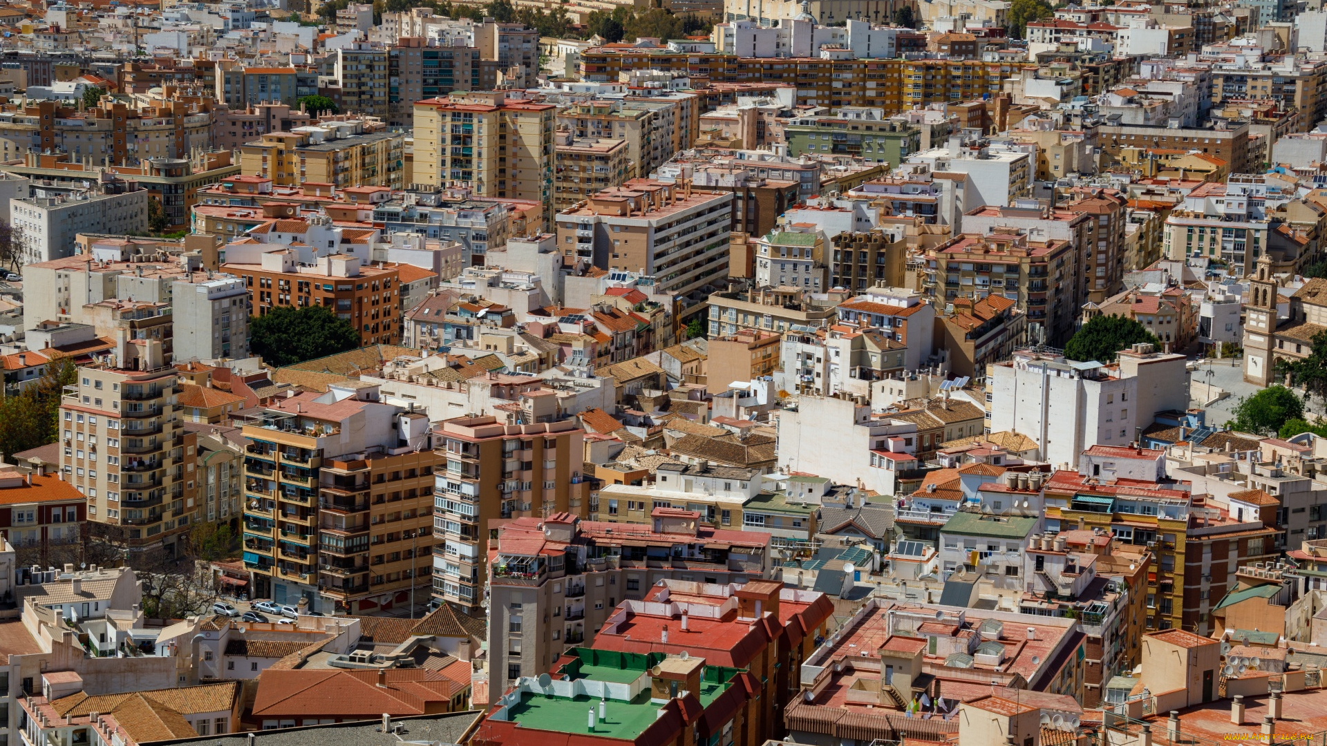 города, малага, , испания, панорама