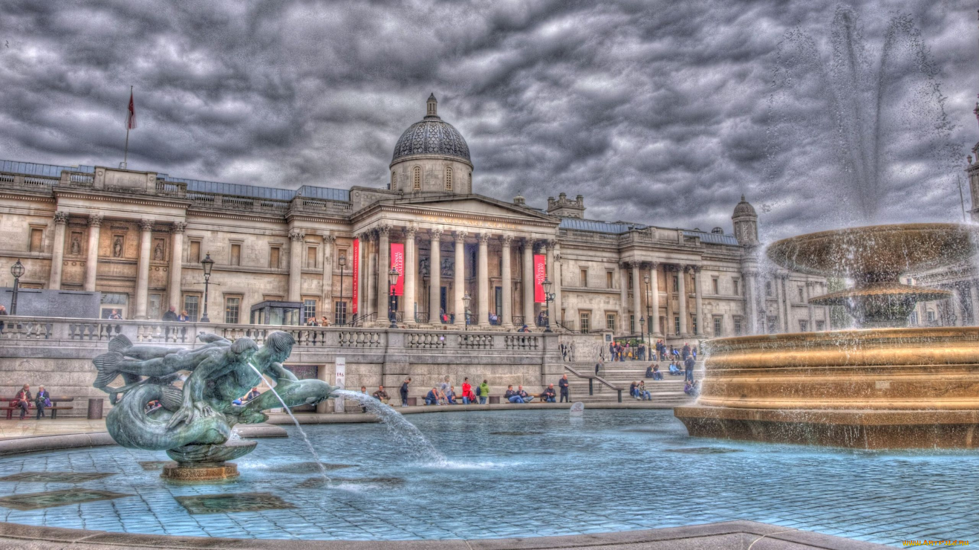 trafalgar, square, london, england, города, лондон, великобритания