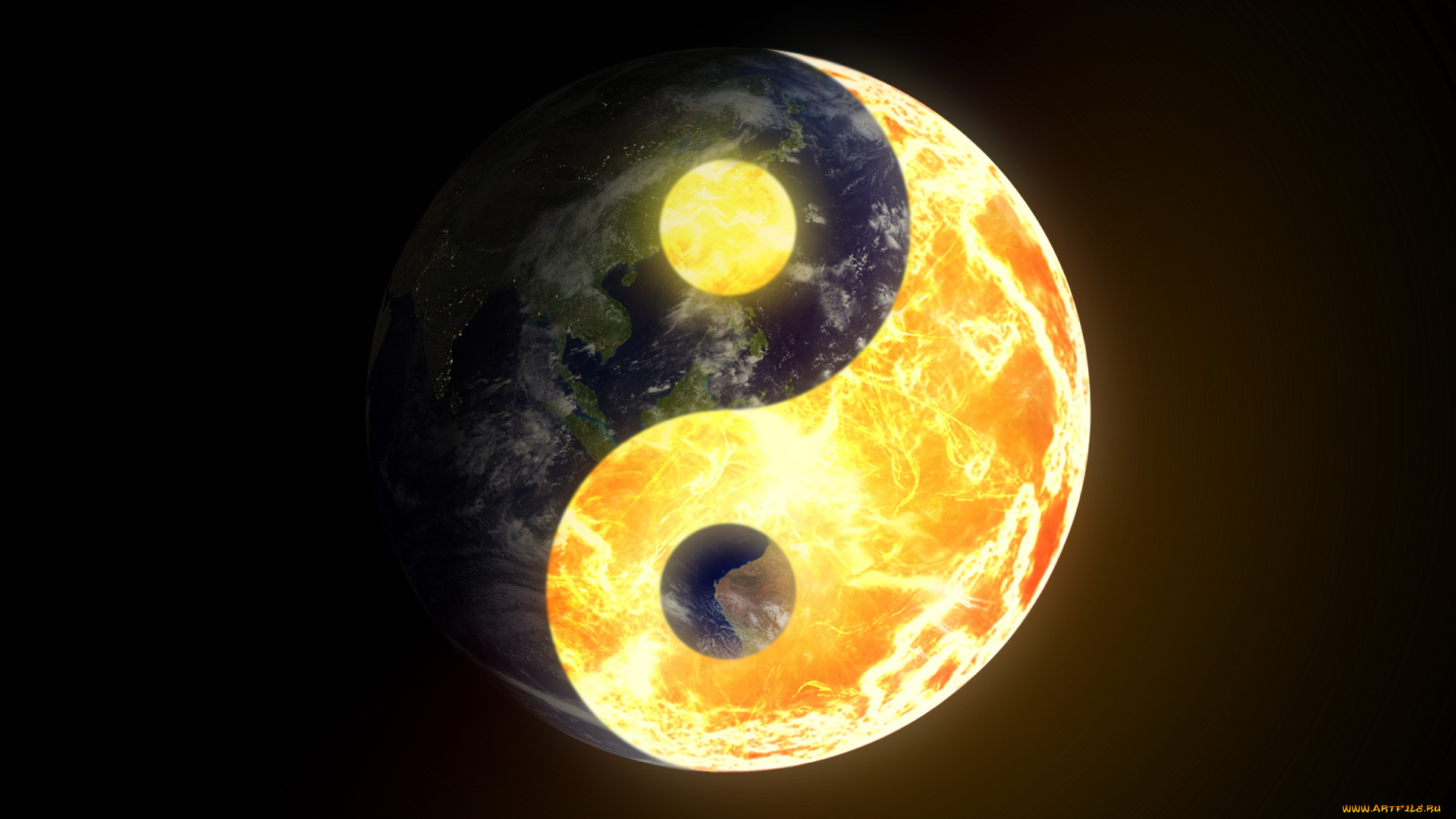 3д, графика, yin, yang, инь, Янь