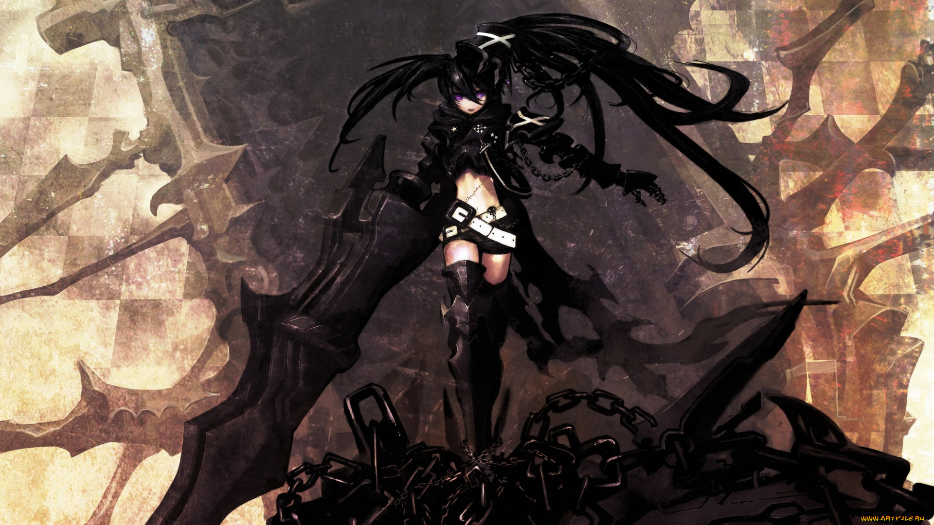 аниме, black, rock, shooter
