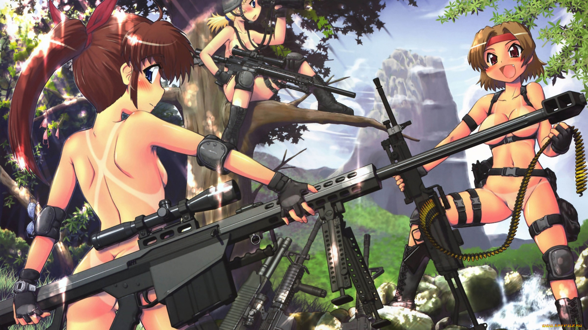 аниме, weapon, blood, technology