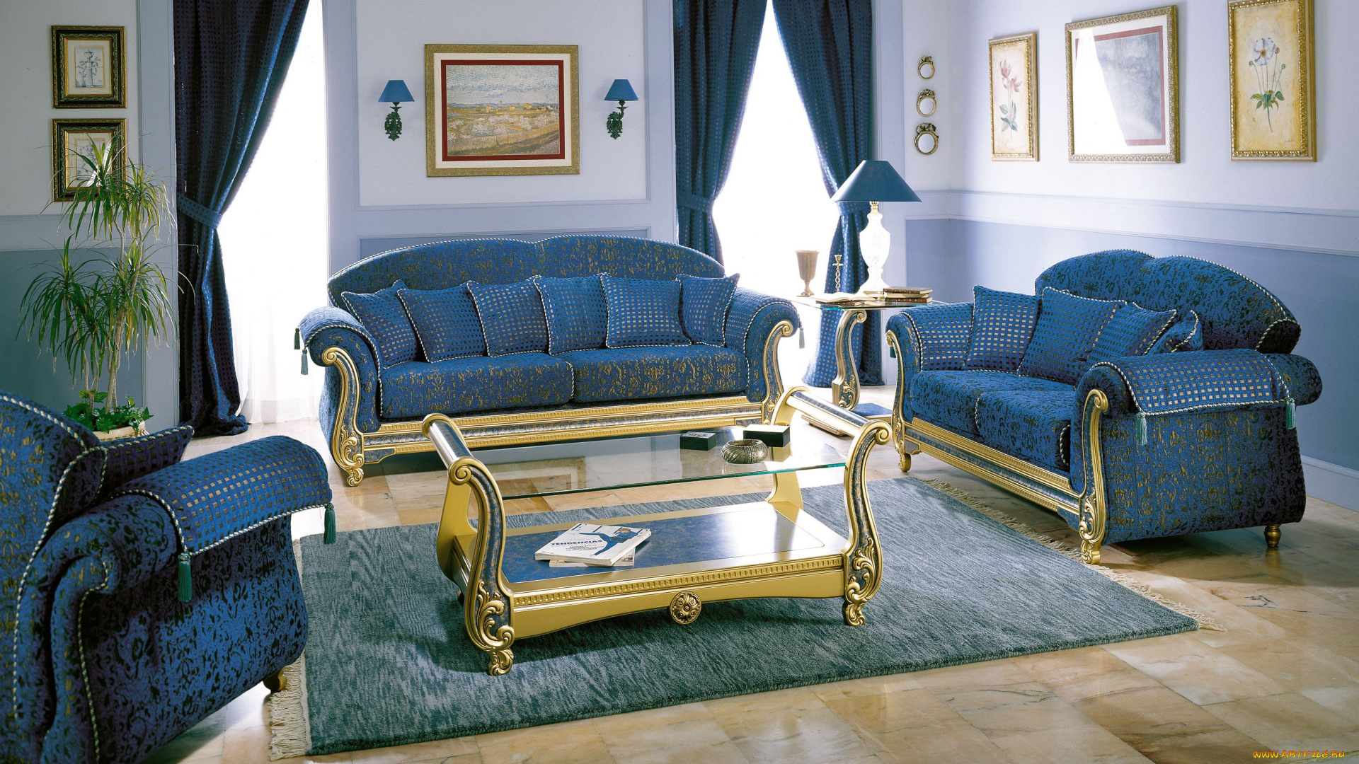 интерьер, гостиная, кресло, диван, картина