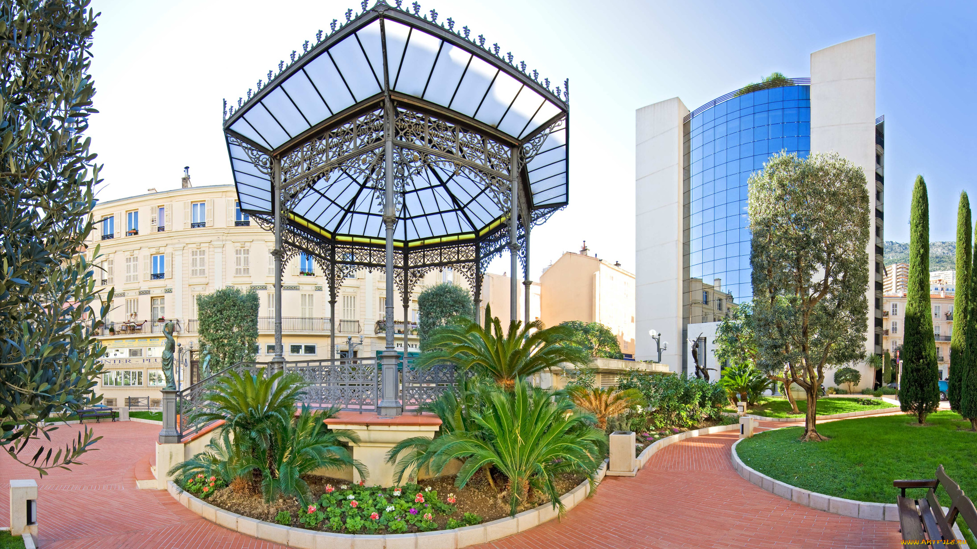 монако, города, монте, карло, беседка