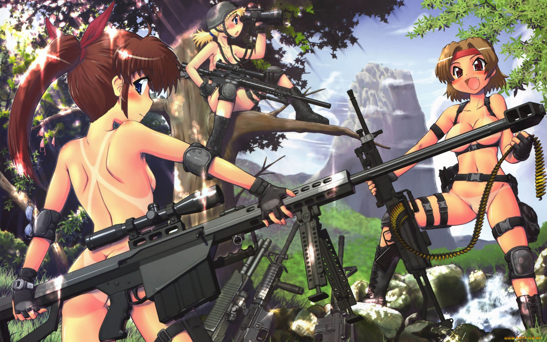 аниме, weapon, blood, technology