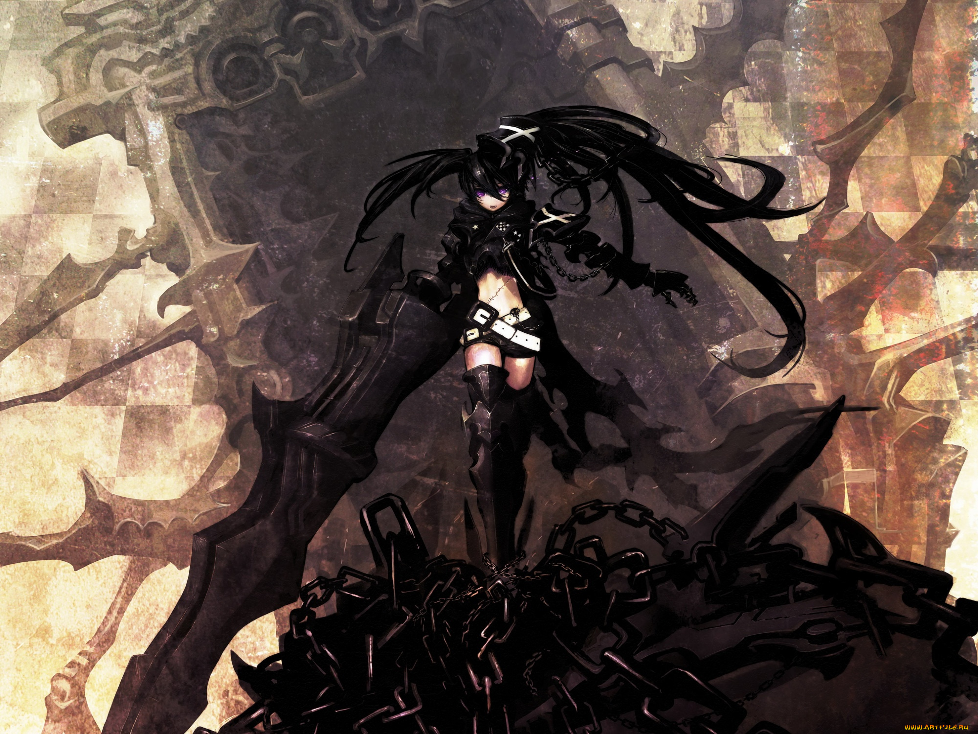 аниме, black, rock, shooter