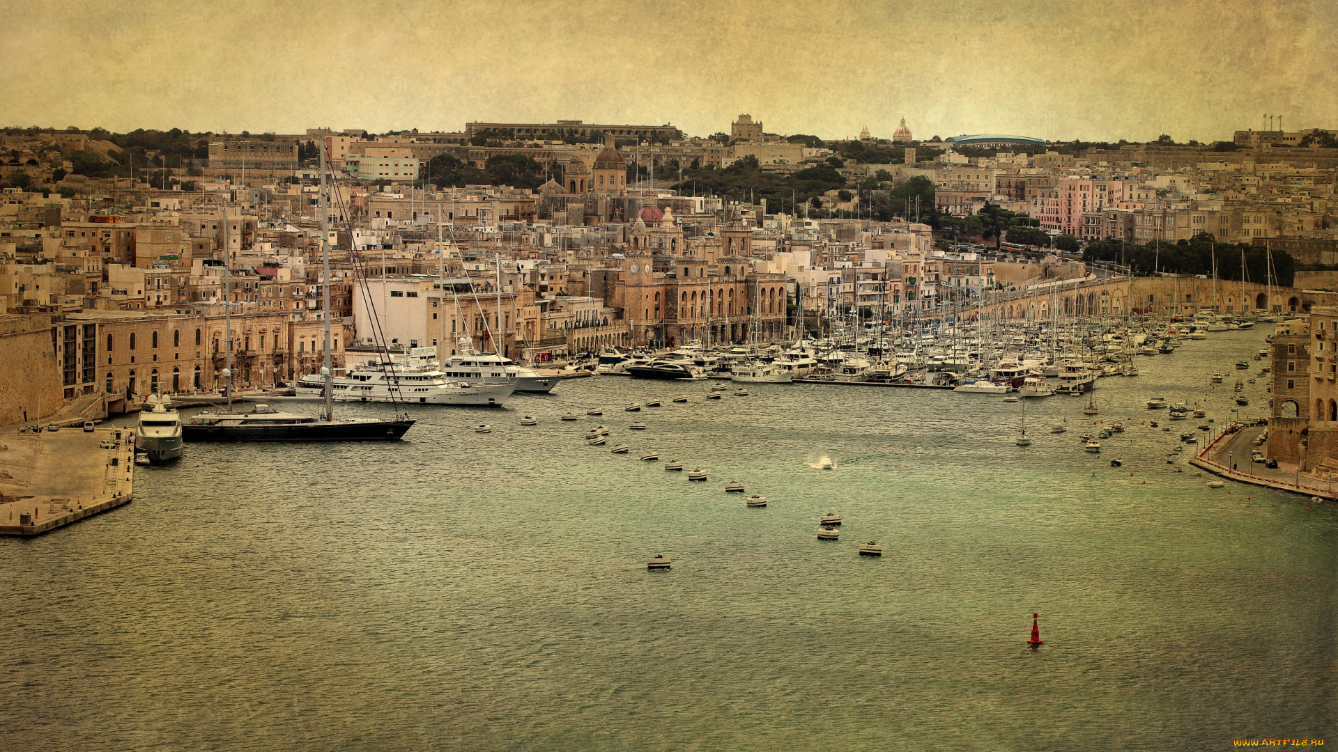 валетта, мальта, города, вода, дома, панорама