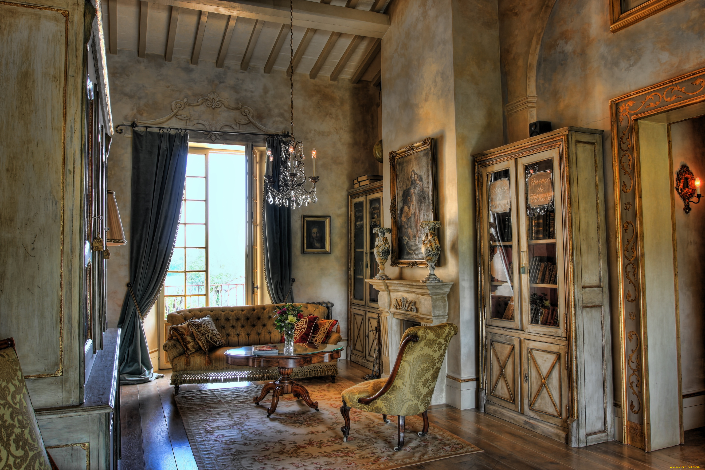 интерьер, гостиная, диван, кресло, картина, ковер