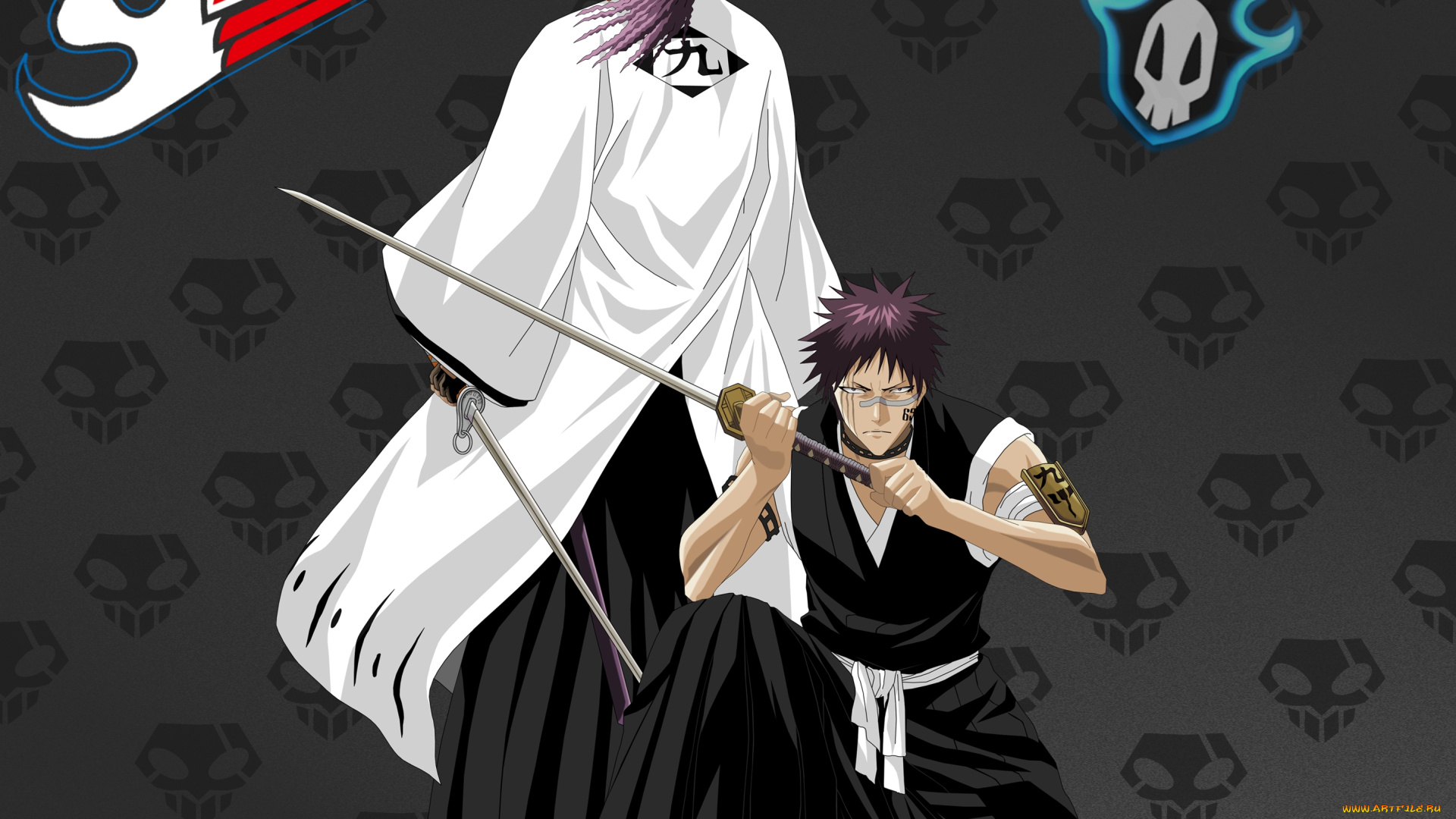 аниме, bleach, капитаны, gotei, hisagi, kaname, tousen