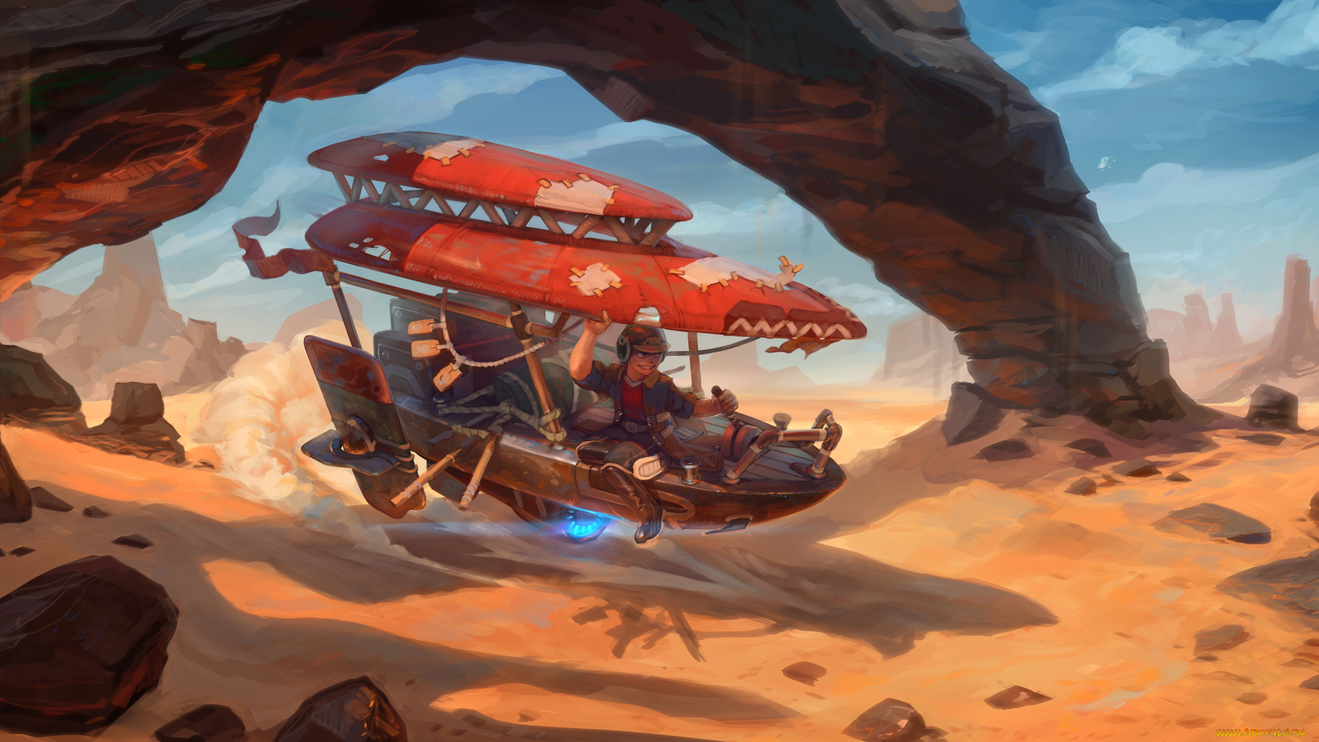 фэнтези, другое, гонщик, летательный, аппарат, пустыня, real-sonkes