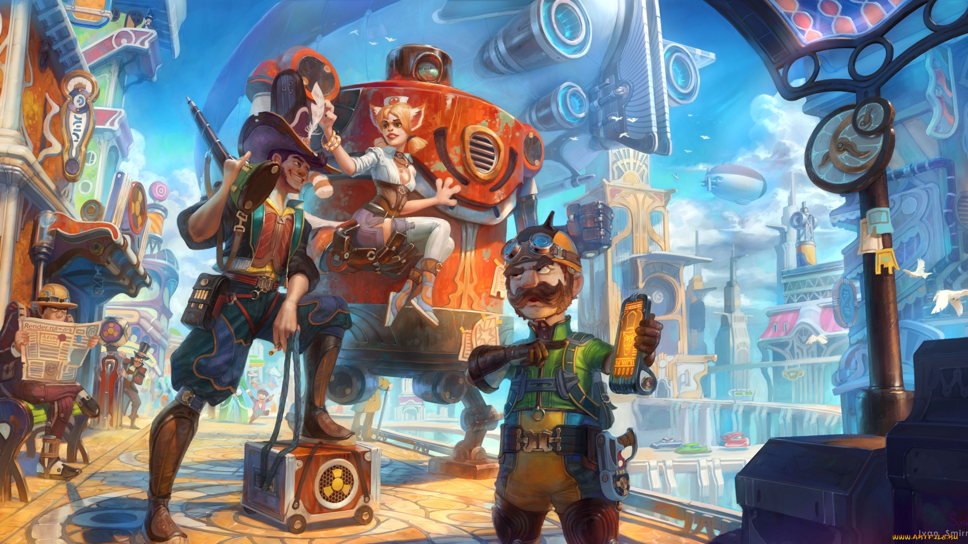 фэнтези, люди, робот, наёмники, real-sonkes