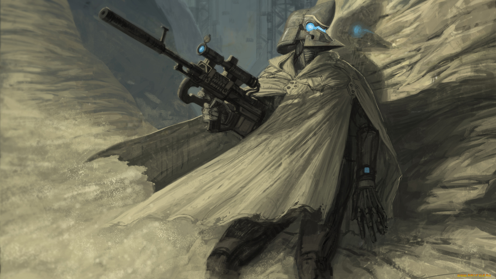 фэнтези, люди, винтовка, снайпер, воин