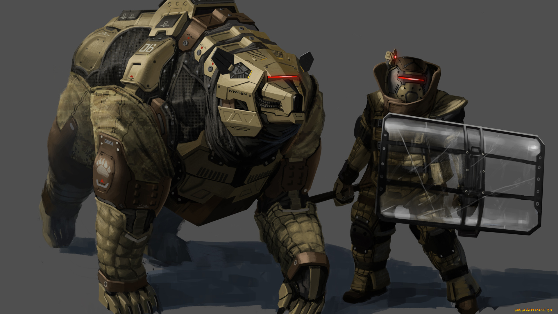 фэнтези, роботы, киборги, механизмы, воин, робот, медведь