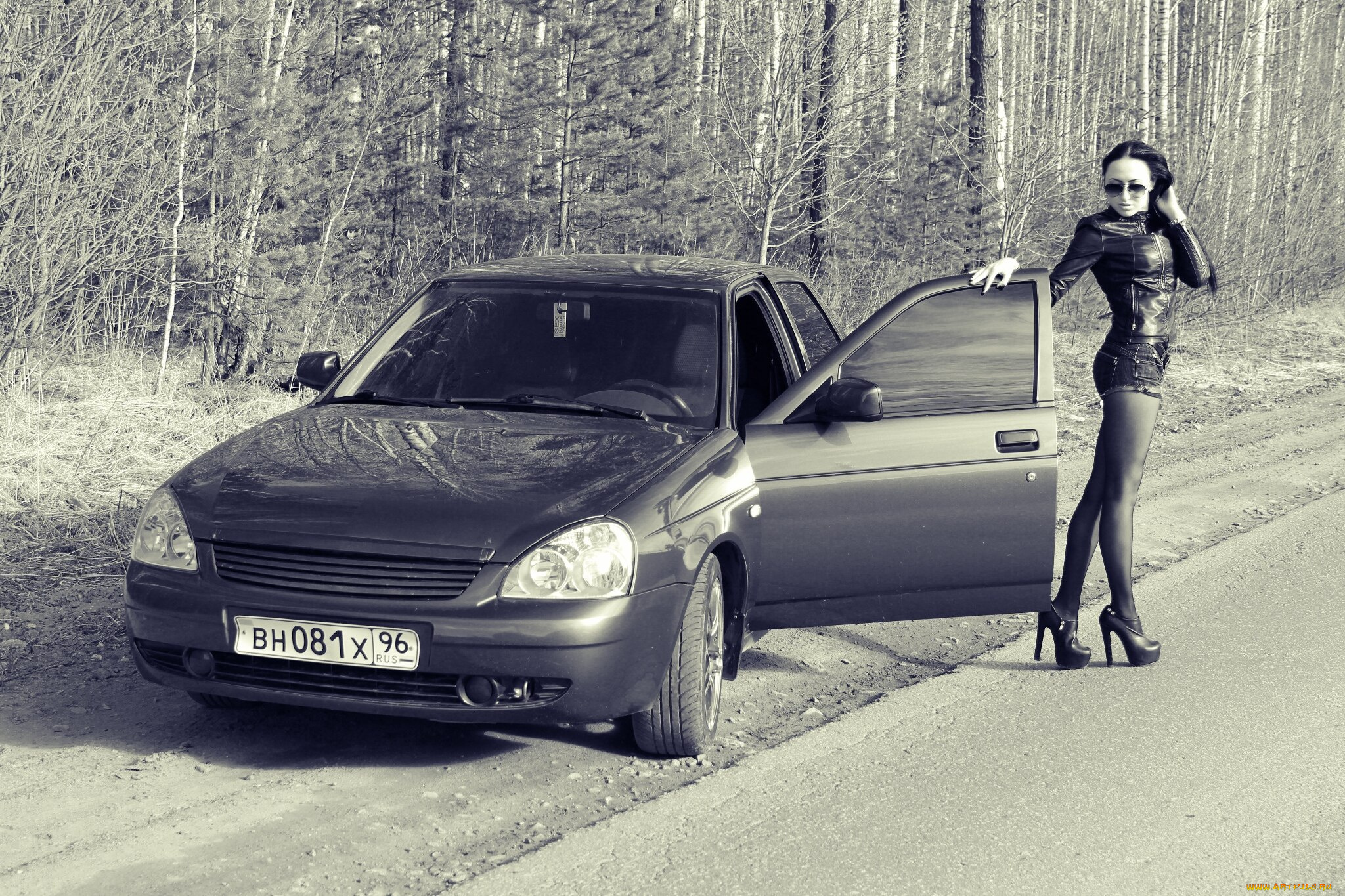 лада, приора, девушка, автомобили, авто, девушками, дорога