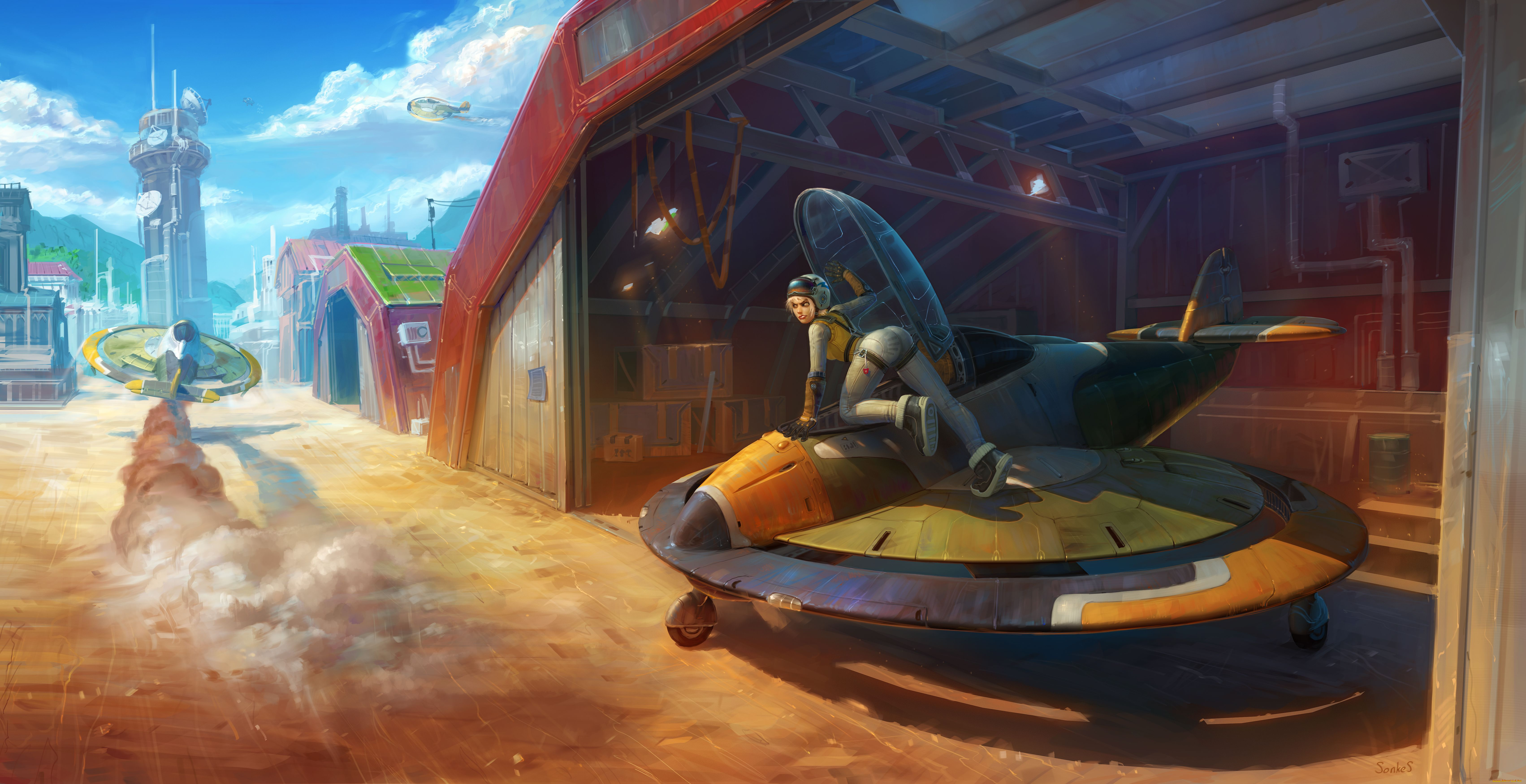 фэнтези, девушки, пилот, звездолёт, real-sonkes