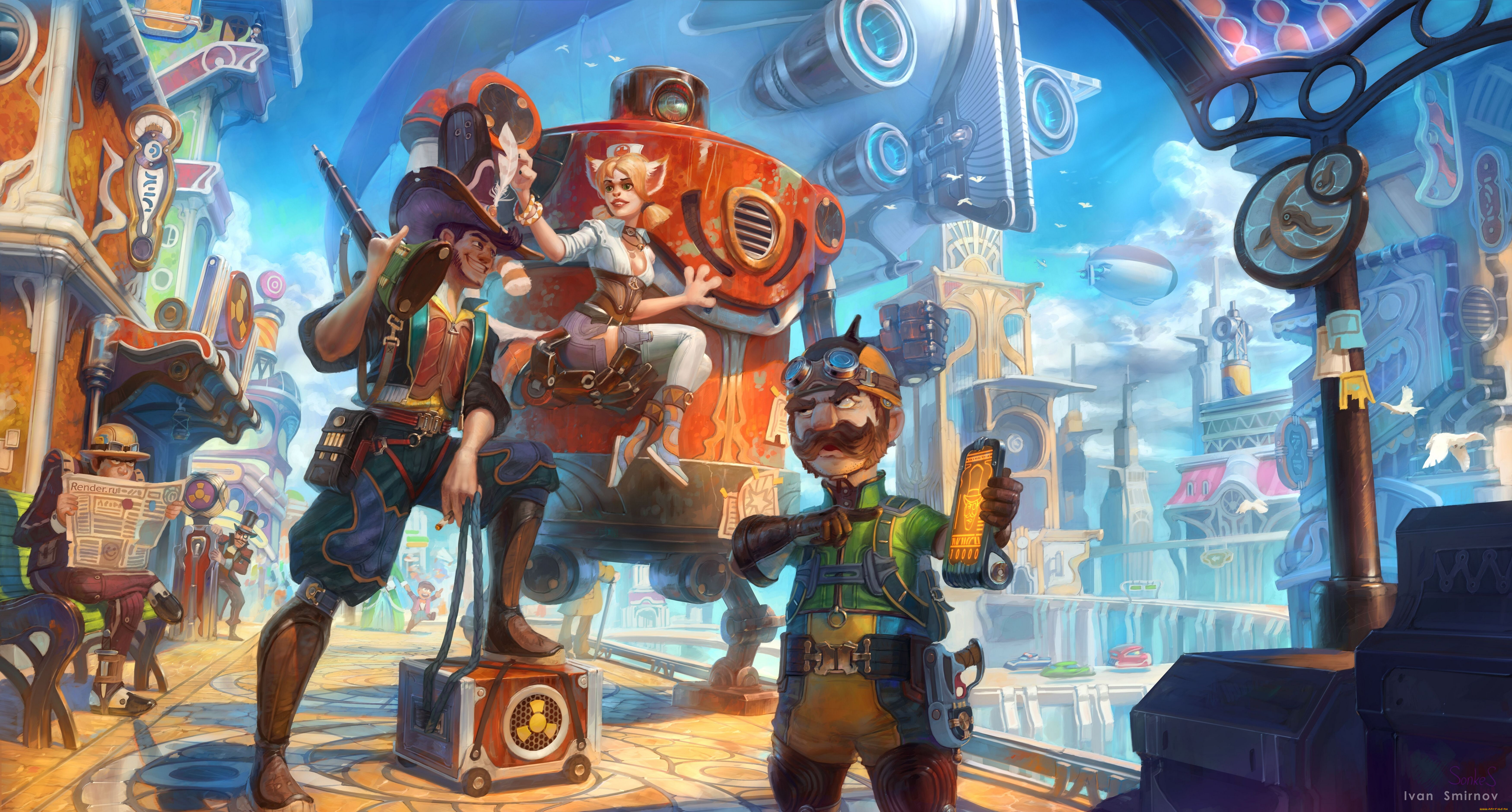 фэнтези, люди, робот, наёмники, real-sonkes