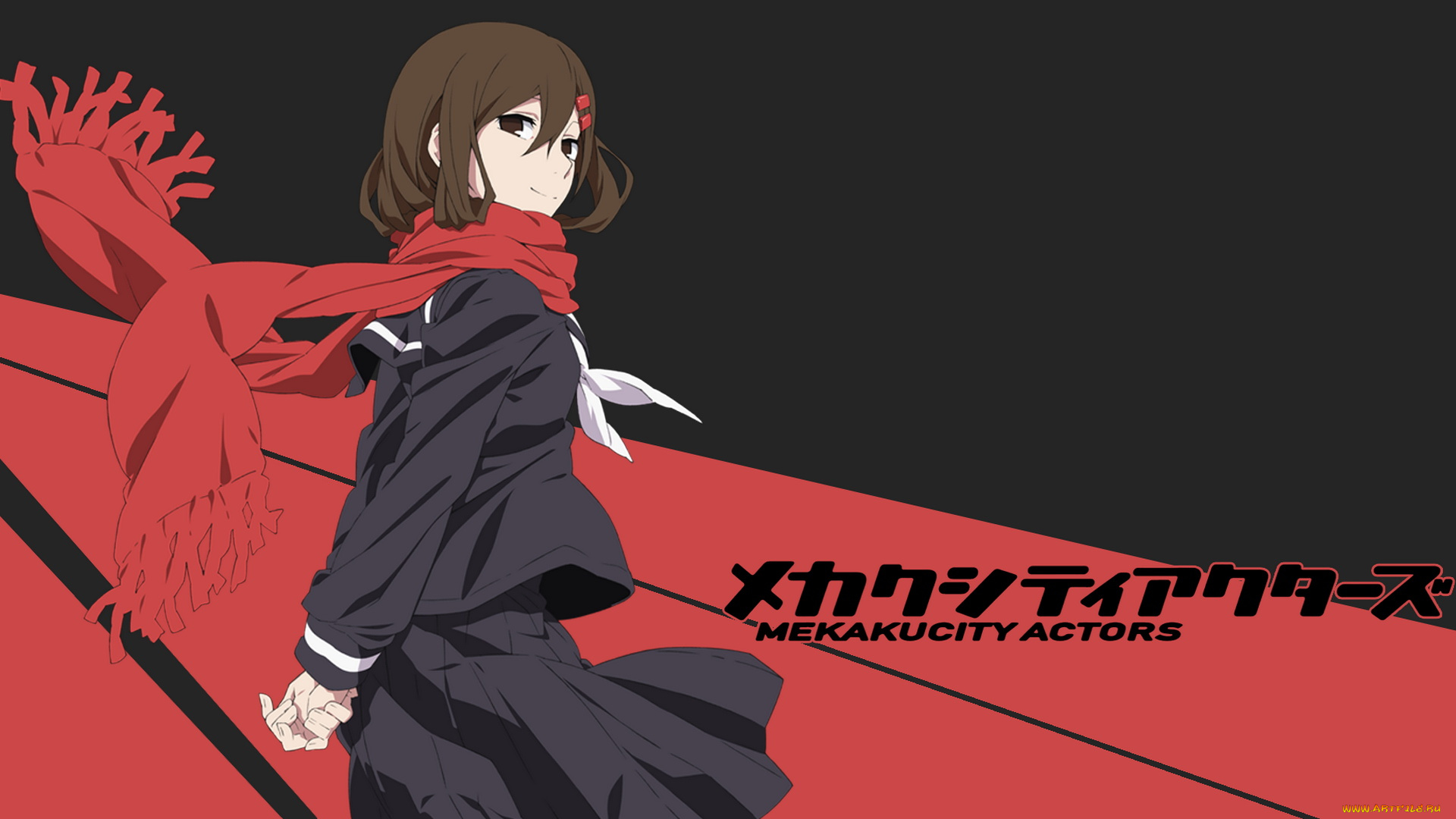 аниме, mekakucity, actors, взгляд, девушка