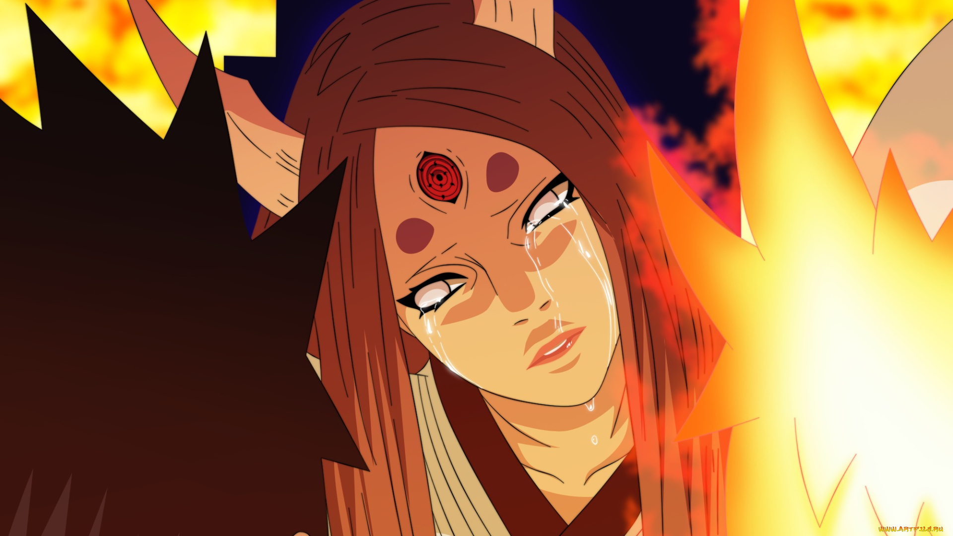 аниме, naruto, печаль, кагуя, оотцуцуки, наруто, саске, девушка, manga