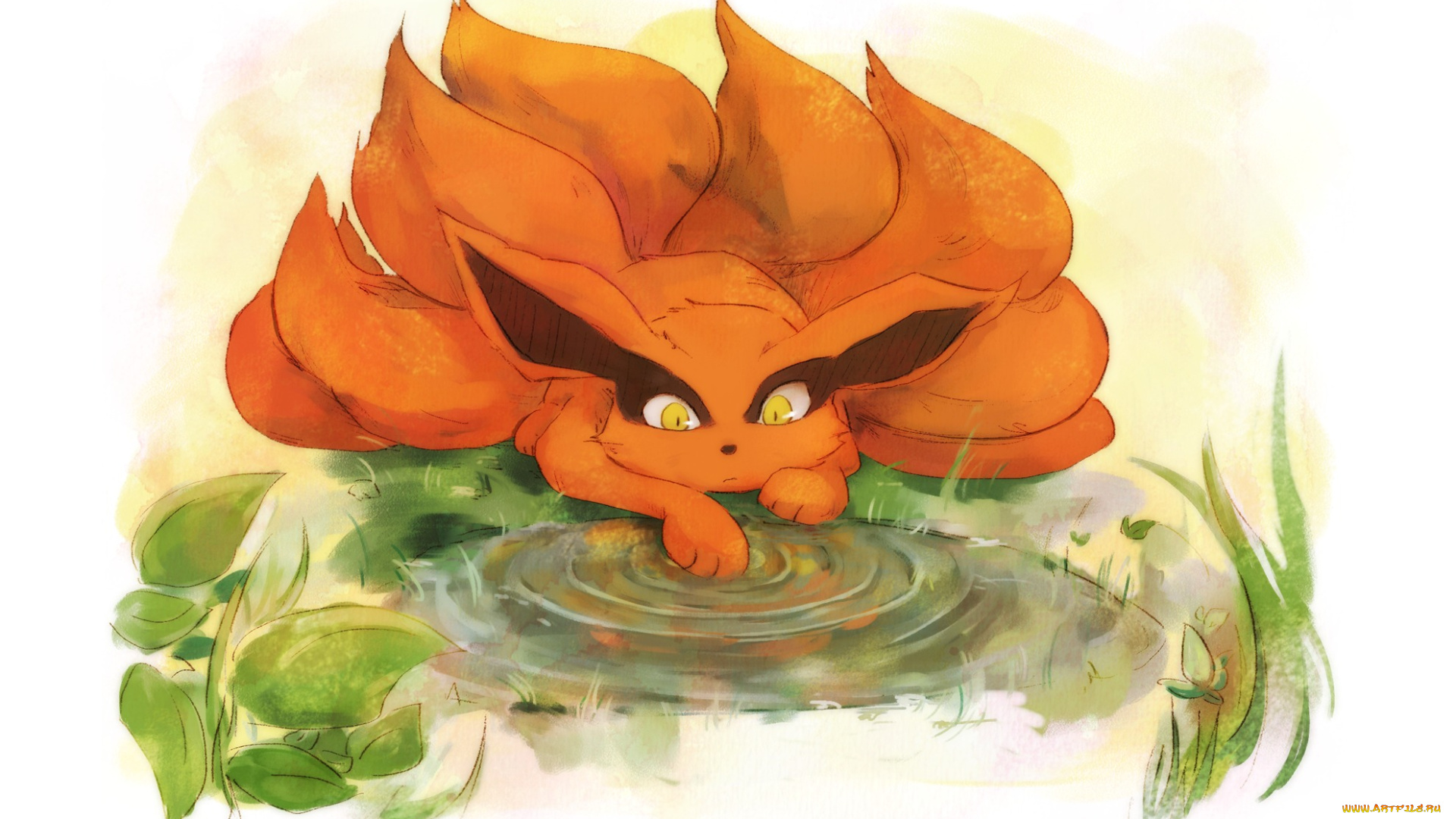 аниме, naruto, зелень, kyuubi, kurama