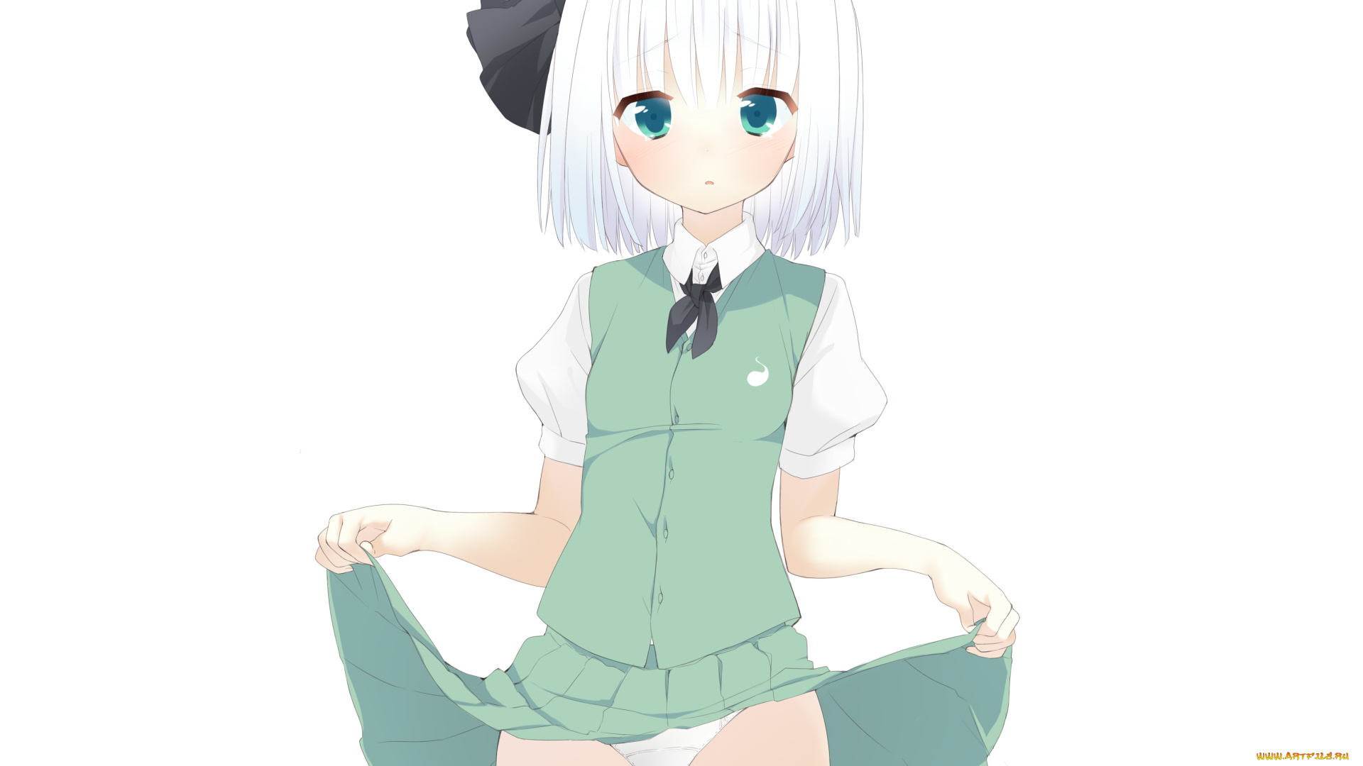 аниме, touhou, голубые, глаза, белый, фон, девочка