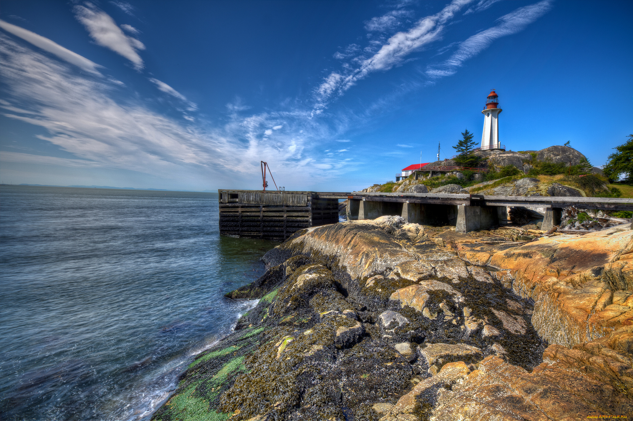 природа, маяки, облака, маяк, горизонт, берег, океан