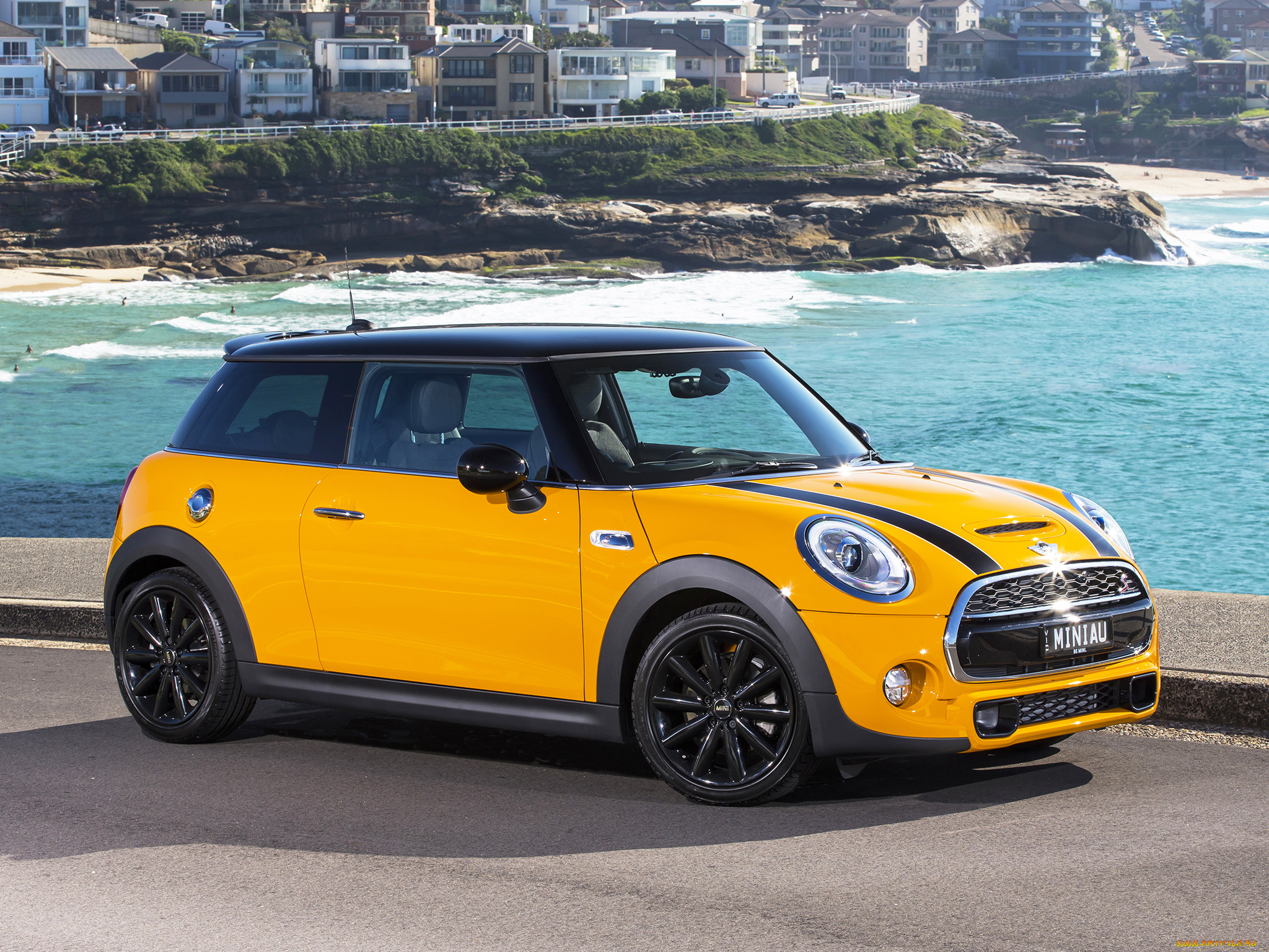 автомобили, mini, f56, s, au-spec, cooper, желтый, 2014г