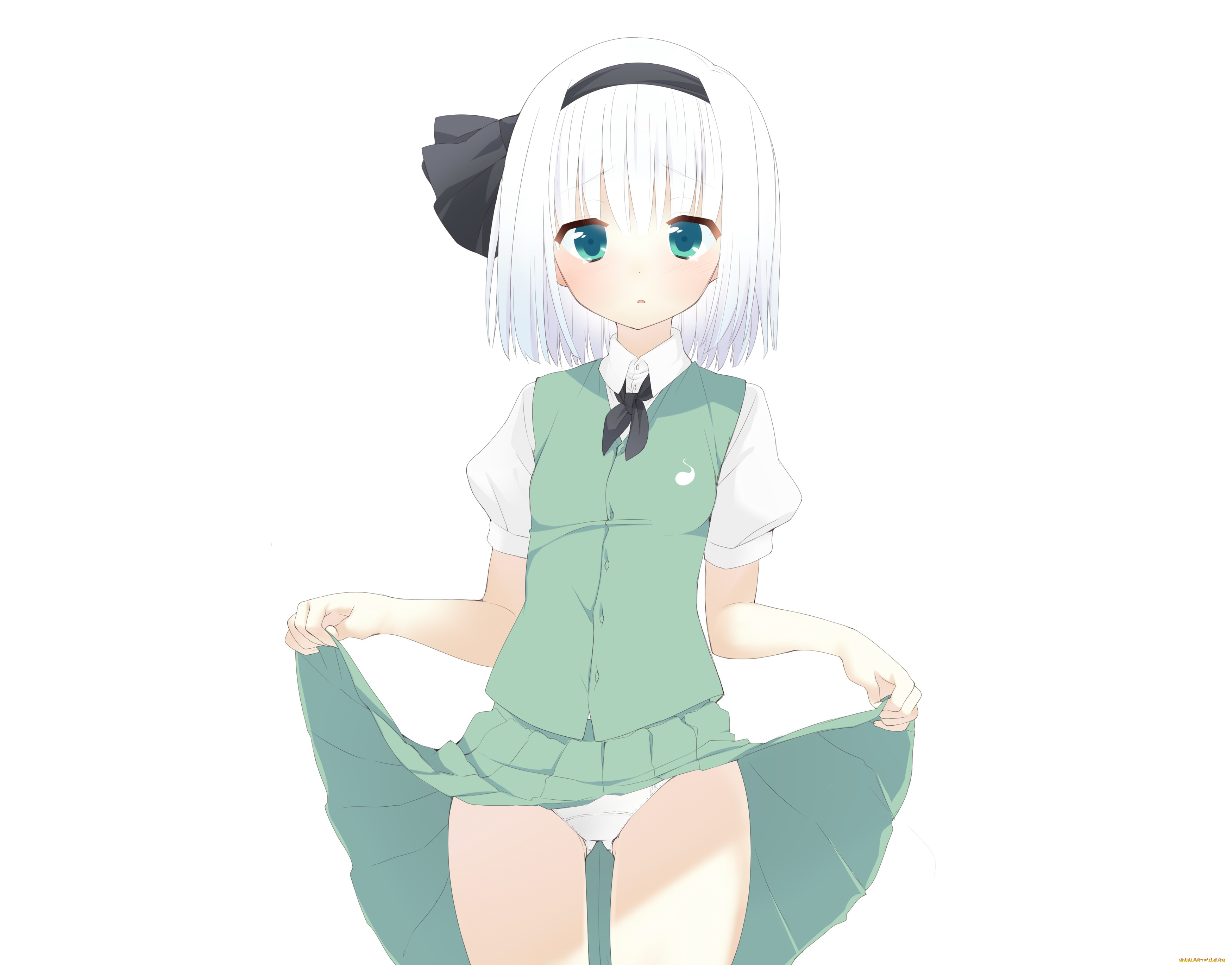 аниме, touhou, голубые, глаза, белый, фон, девочка